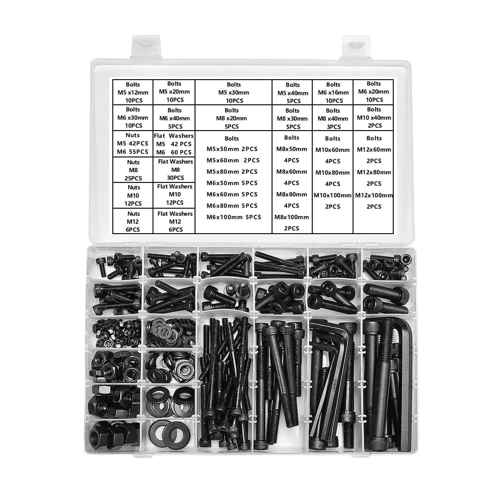 Metric Bolt Assortment Kit - 434pcs M5 M6 M8 M10 M12 -3 Metric Bolt Assortment Kit - 434pcs M5 M6 M8 M10 M12 -3