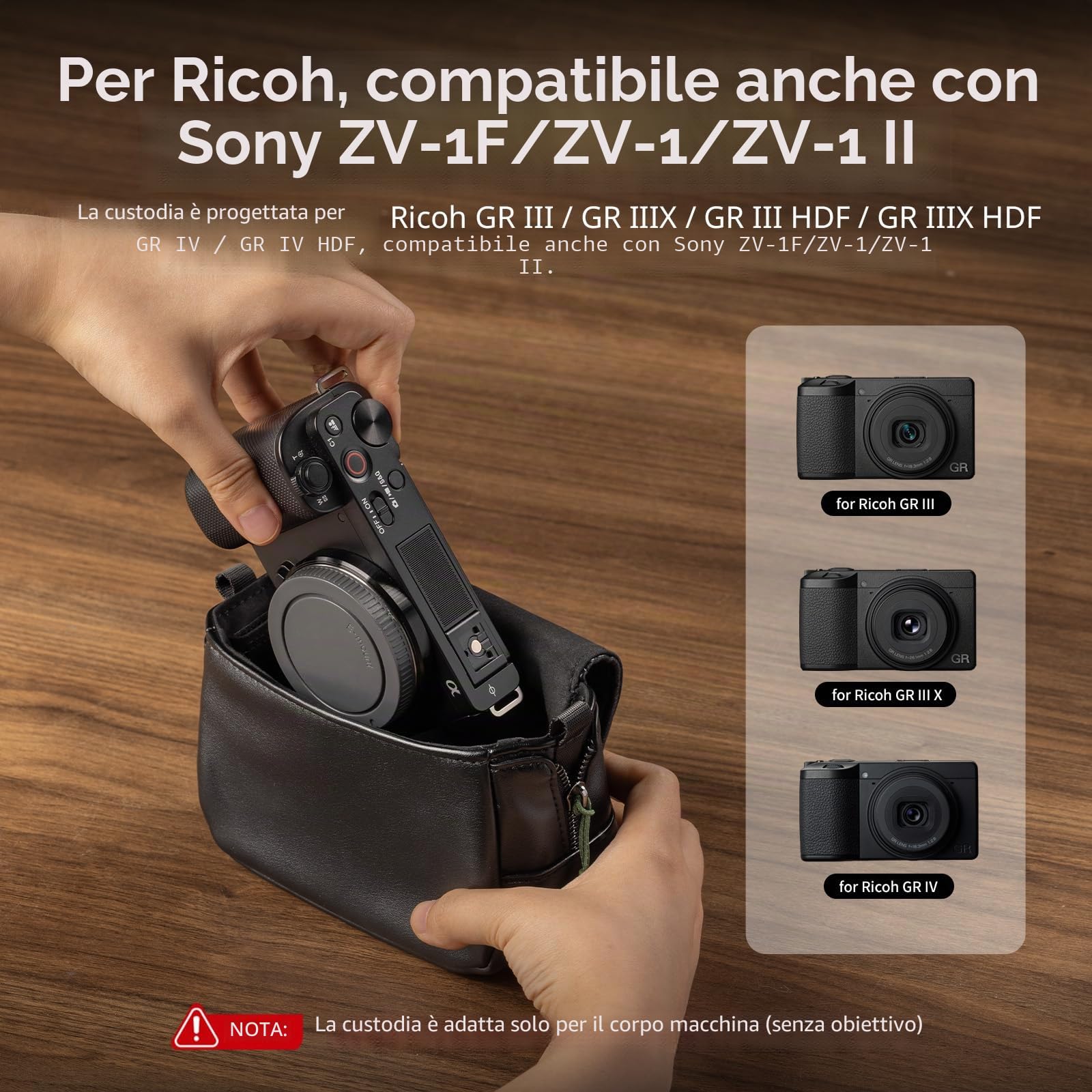 SMALLRIG Custodia per fotocamera digitale con supporto da spalla, custodia protettiva a tracolla | per Ricoh GRIII /GRIIIX/GRIII HDF/GRIIIX HDF/GRIV, per Sony ZV-1F/ZV-1, per DJI Action 4/5/6, per Insta360 Ace Pro/Ace Pro2