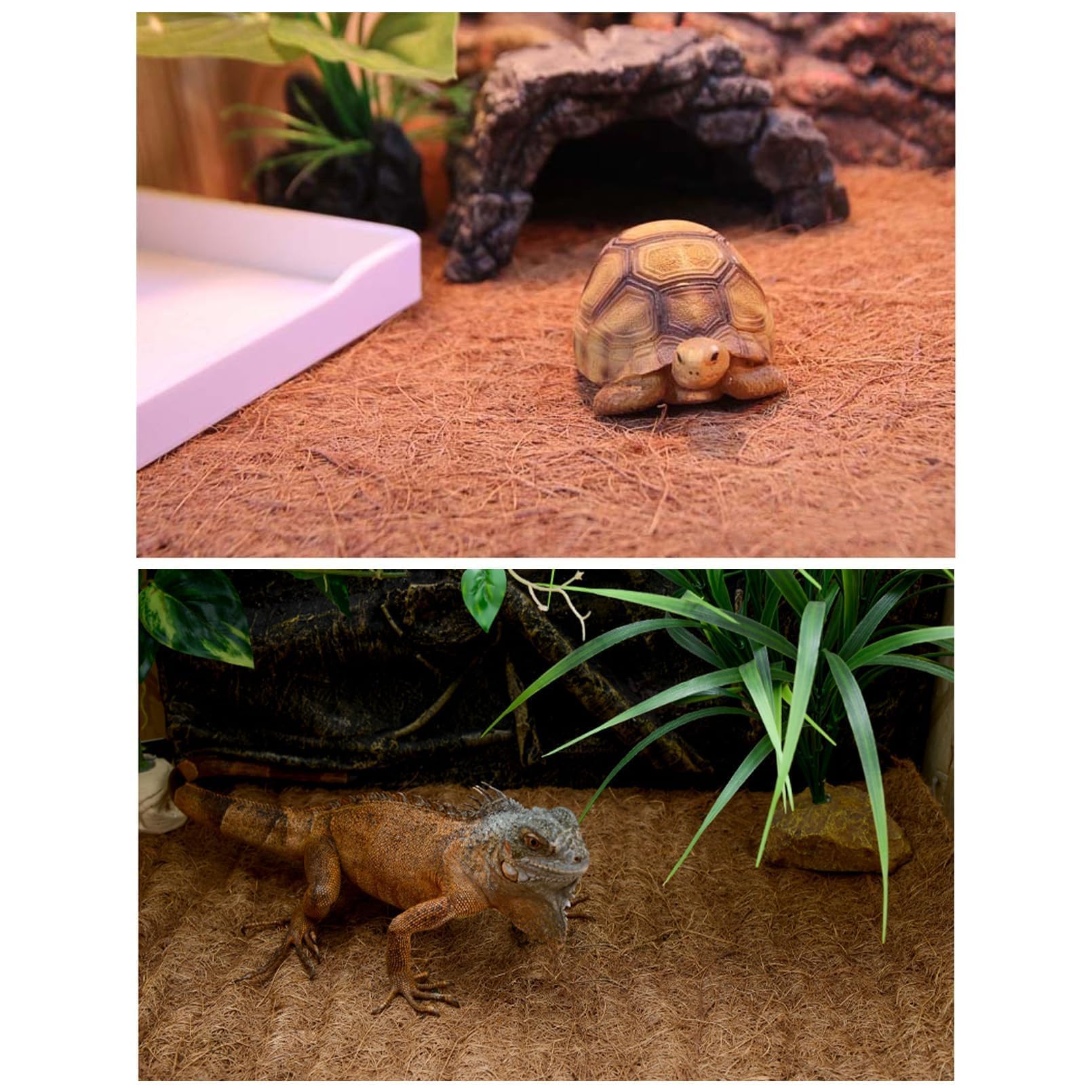 Hamiledyi 15 alfombras de reptiles de fibra de coco natural para forro de terrario de mascotas, suministros de reptiles para lagarto, serpiente, camaleón, tortuga, ropa de cama, conejo, conejo