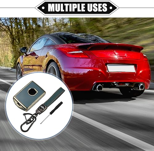 Miniatura 2 de Kit de funda para llavero inteligente de automóvil compatible con Volvo S60 2019-2021, funda protectora de TPU azul sin llave con llavero