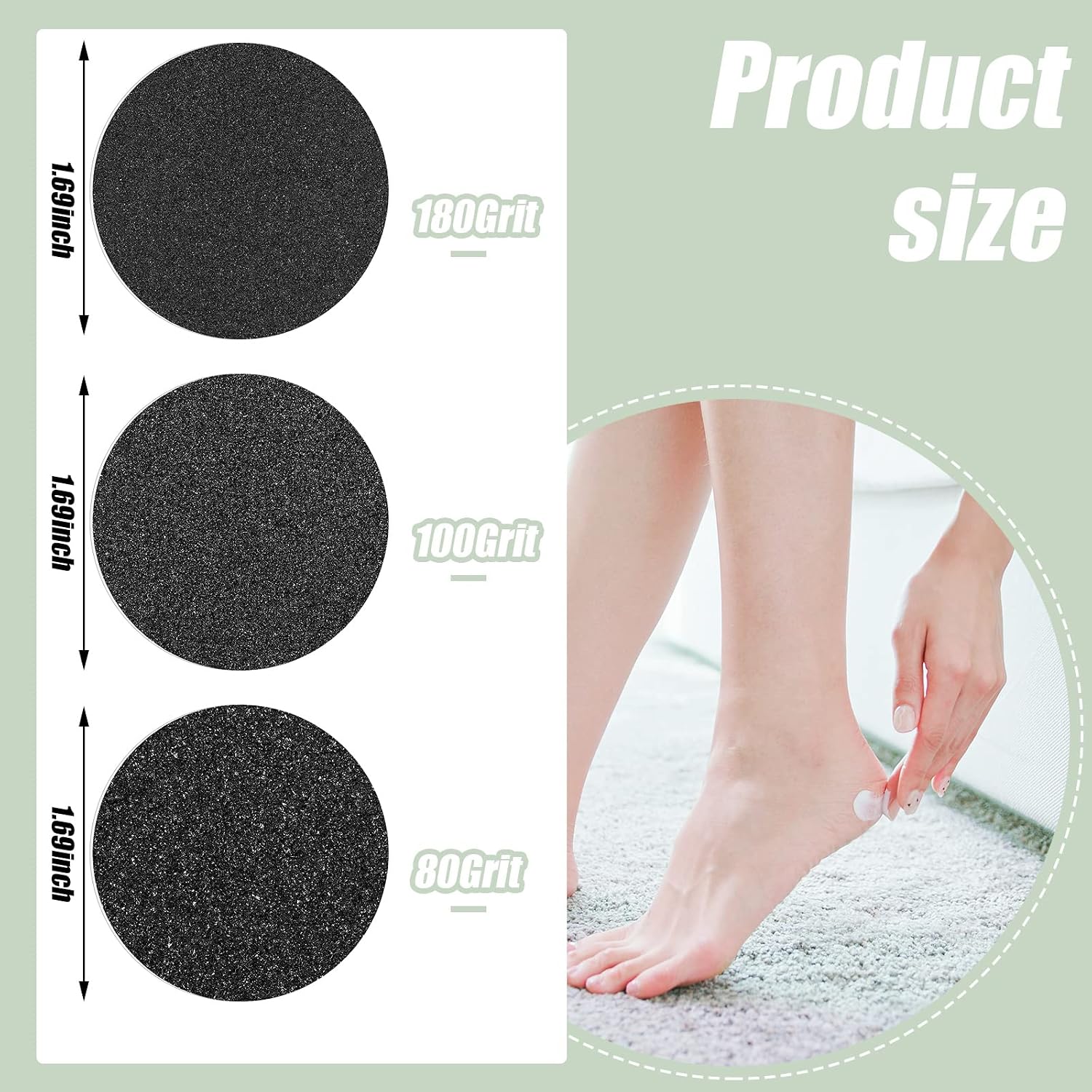 120 Pcs Replaceable Sandpaper Discs Tip 2 Toe Refill Disks Replacement Sandpaper Pad Discs Foot File Disc Callus Disks for Electric Foot File Dead Hard Skin Callus Remover (80 Grit 100 Grit 180 Grit)