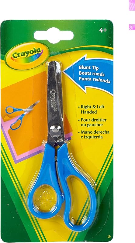 Tijeras (paquete individual), tijeras de punta roma de 7"para niños, útiles escolares, manualidades para niños, colores pueden variar