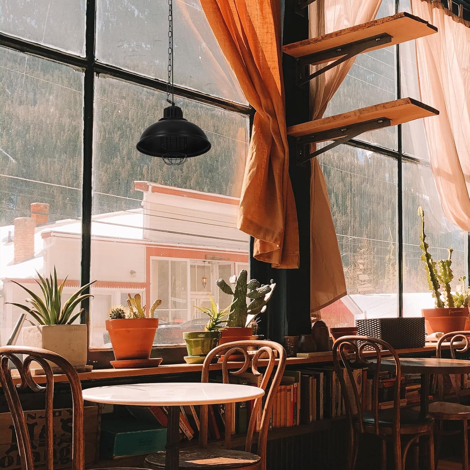 Vintage Iron Pendant Lamp Shade for Restaurants and Cafes E27 Compatible Metal Light Cover Decorative Hanging Lampshade for Dining Table and Bar Counter