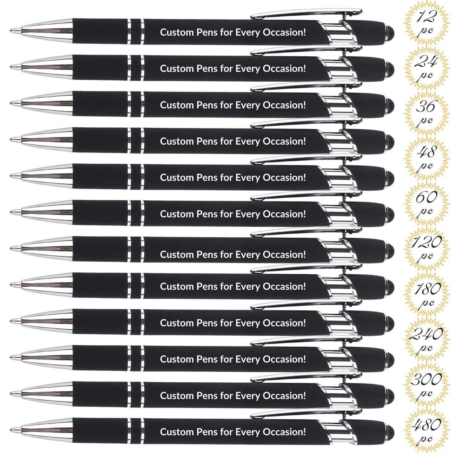 mumrap Up to 480 Retractable Ballpoint Pens Set with Stylus tip Black Ink – Ideal office gift for work colleagues, cute stationary for Women Men(Silver) — image 1
