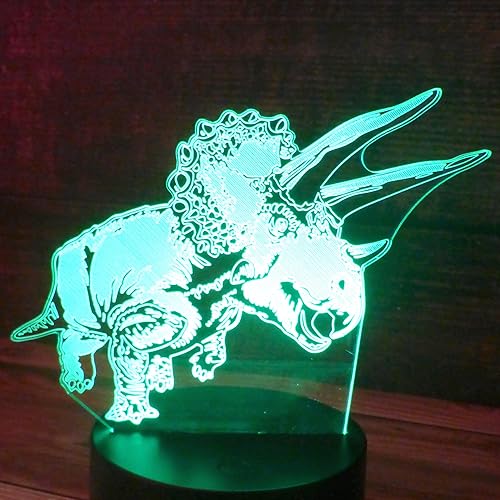 Miniatura 2 de Acrílico de dinosaurio 3D Triceratops para base de lámpara LED, es una luz nocturna perfecta para niños o regalo único para cualquier edad. (solo