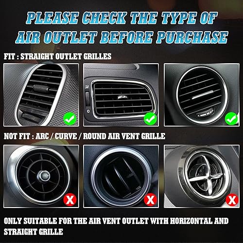Miniatura 2 de Xotic Tech - 10 cubiertas de tira de decoración de salida de aire acondicionado para interior de automóvil, moldura de PVC (azul)