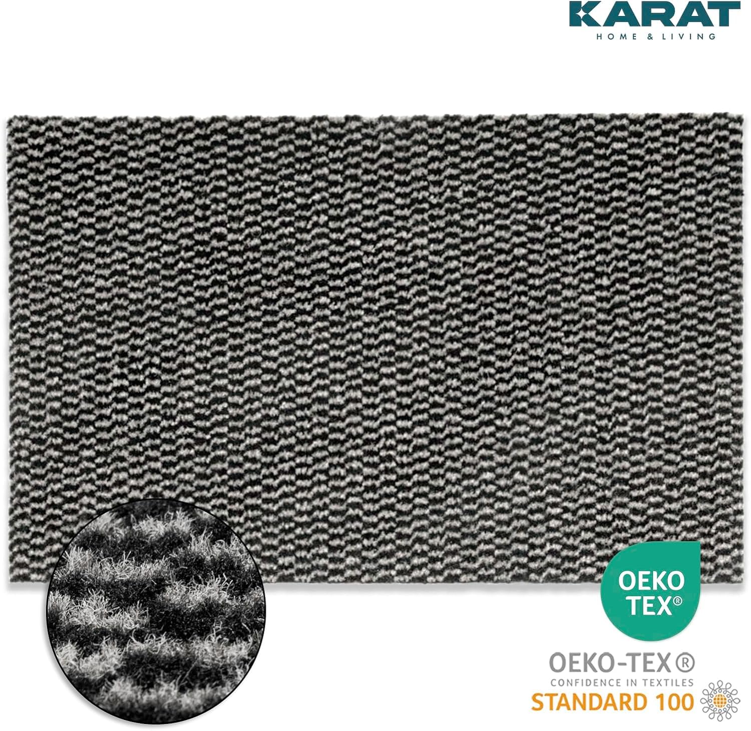 KARAT Tapis Anti-salissures Melange - Tapis de Porte pour l'intérieur et l'extérieur - Facile d'entretien - Antidérapant (Noir-Blanc, 200 x 150 cm)