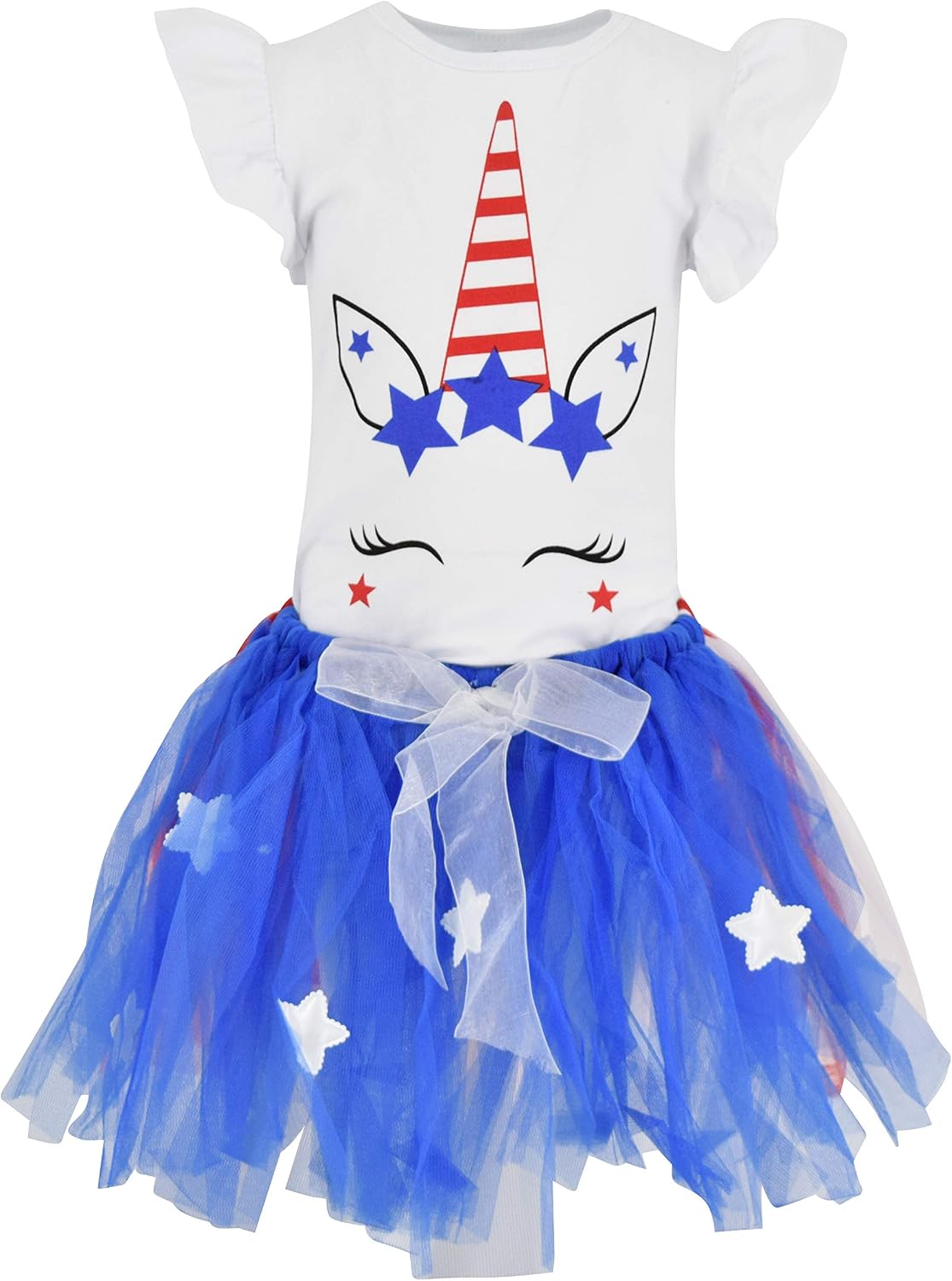 Unique Baby Girls 4th of July Unicorn 2 Piece Outfit with Tutu Dress