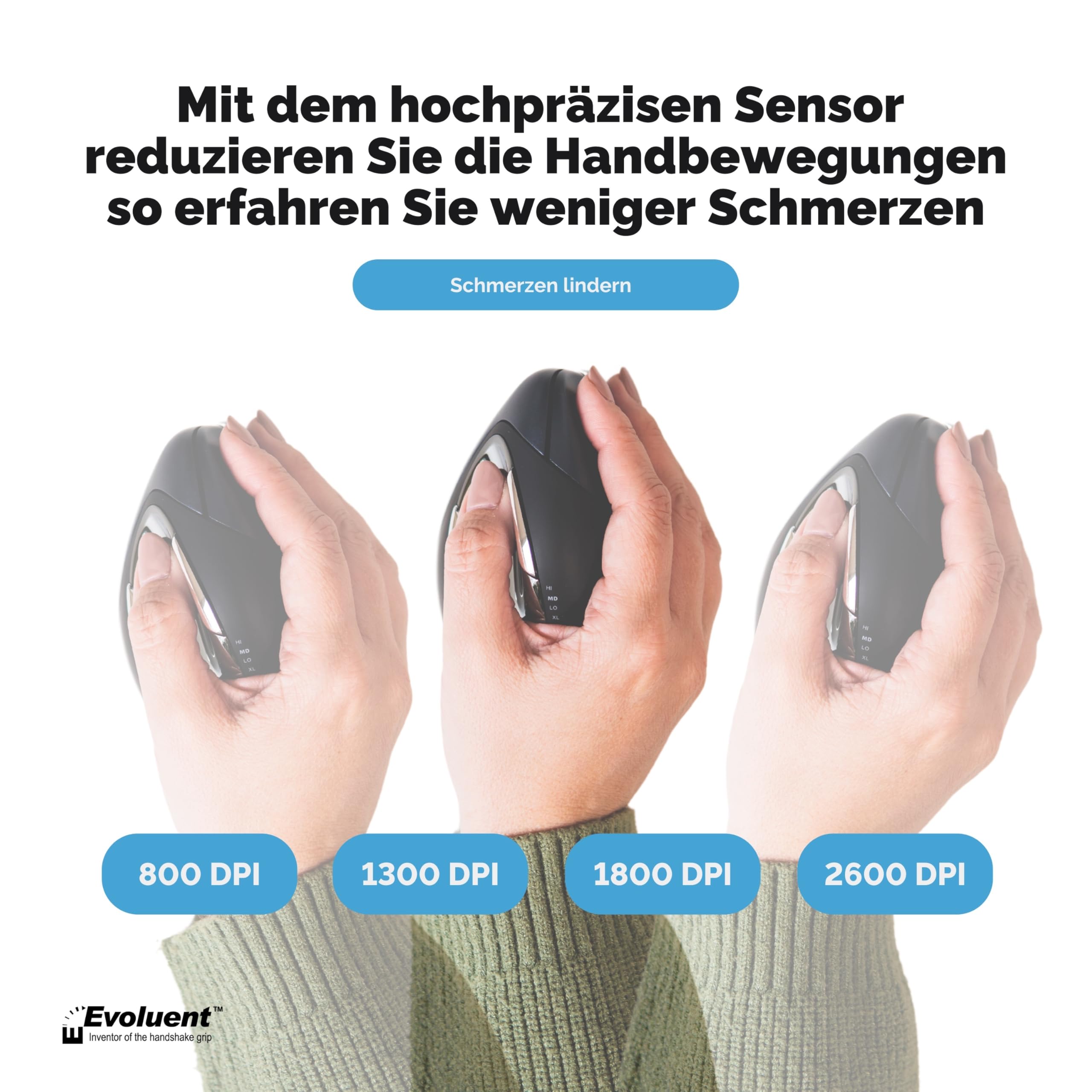 BakkerElkhuizen Evoluent4 Wireless, Vertikale Ergonomische Maus, Computermaus für Büro/Office/Home Windows PC Laptop, Rechtshänder, Kabellos, schwarz/blau/Silber