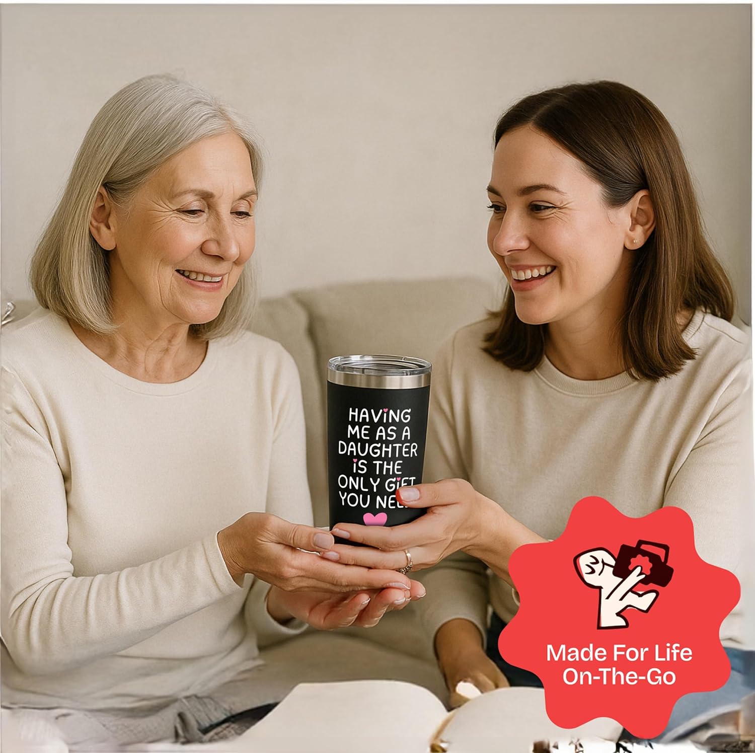 Birthday Gifts for Mom from Daughter - Having Me As a Daughter Is the Only Gift You Need 20oz Black Insulated Tumbler - Mom Birthday Gift for Mother Present from Daughters Unique Idea for Parents - Image 3
