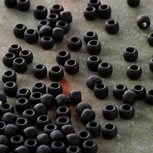 Miniatura 2 de Paquete de 12 Cuentas de vidrio japonés negro mate Toho, 60