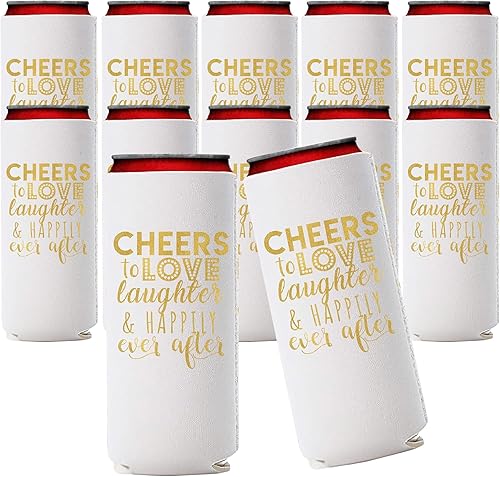 Vista 58 de Juego de 12 decoraciones para latas de boda, Cheers to Love Laughter and Happily Ever After, decoración de cena de ensayo de boda, despedidas
