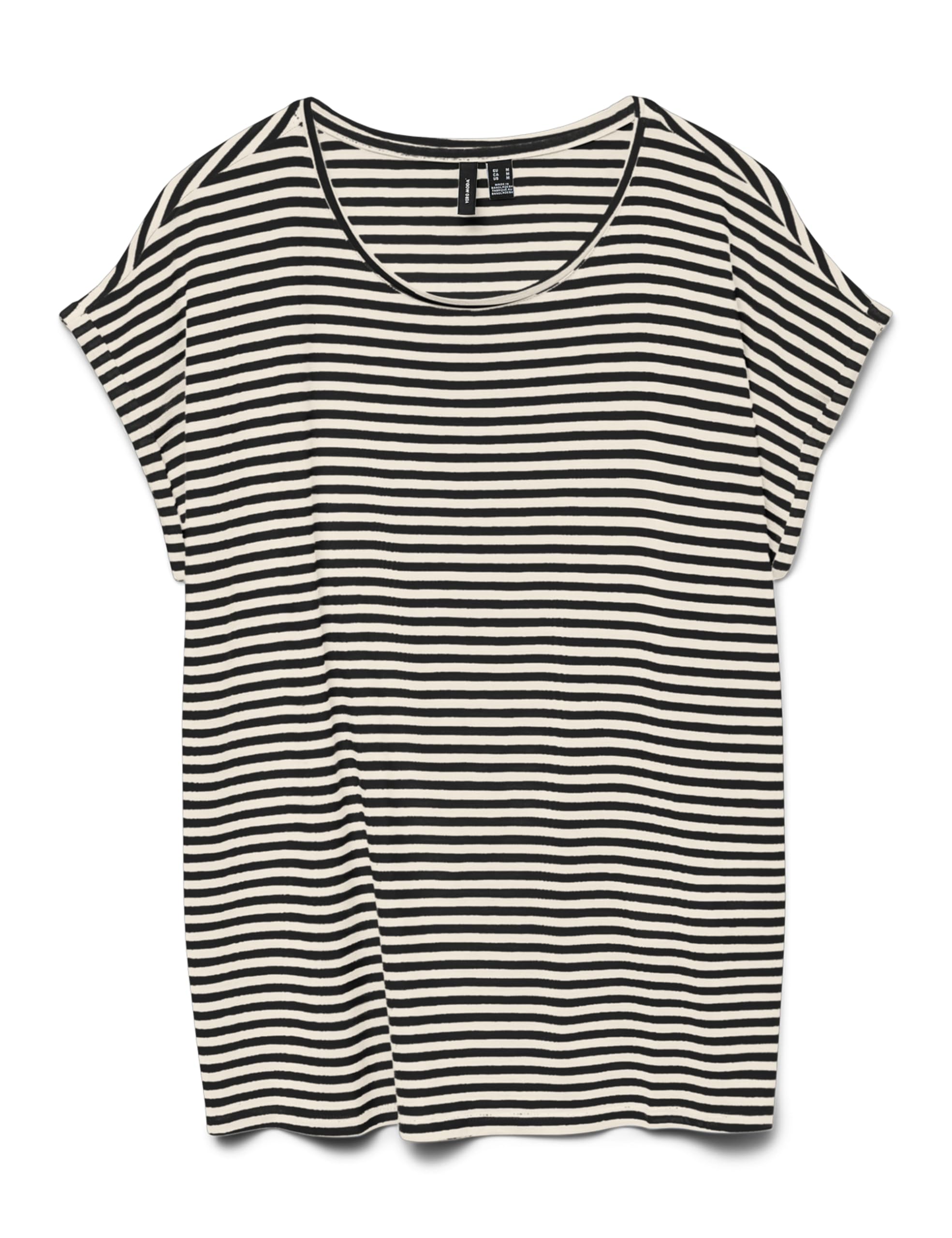 Vero Moda Womens Vmava Plain Top Stripe Ga JRS Noos Shirt, Black/Stripe:Flawless, XS UK