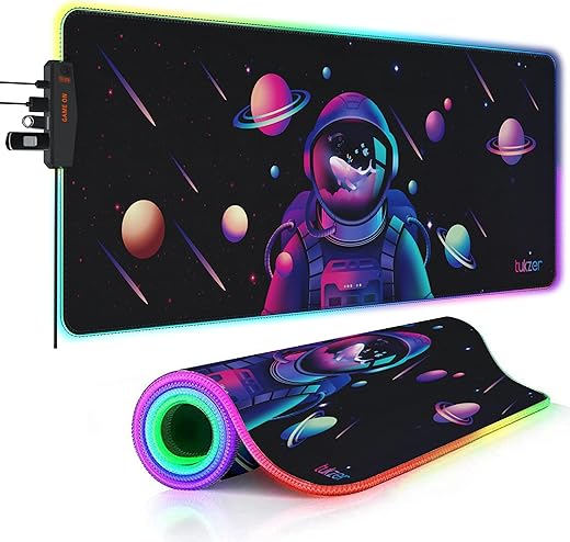 Tukzer RGB Gaming Mouse Pad with 4 USB HUB, Large Extended Soft Mouse Pad, LED Glowing Backlight 13 Lighting Modes| for Computer Laptop Keyboard…