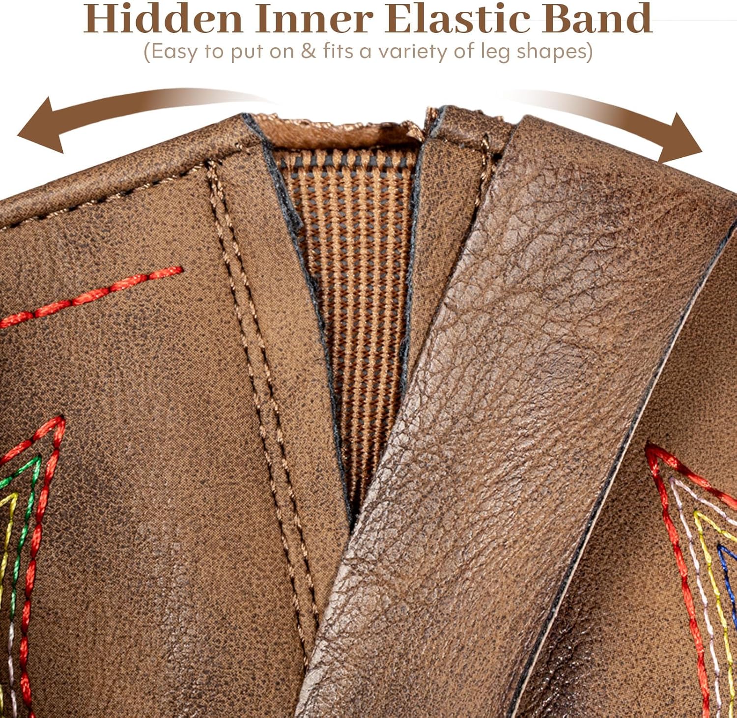 Fashion Cowboy Boots for Women Wide Square Toe Mid Calf Western Cowgirl Boots - Image 7