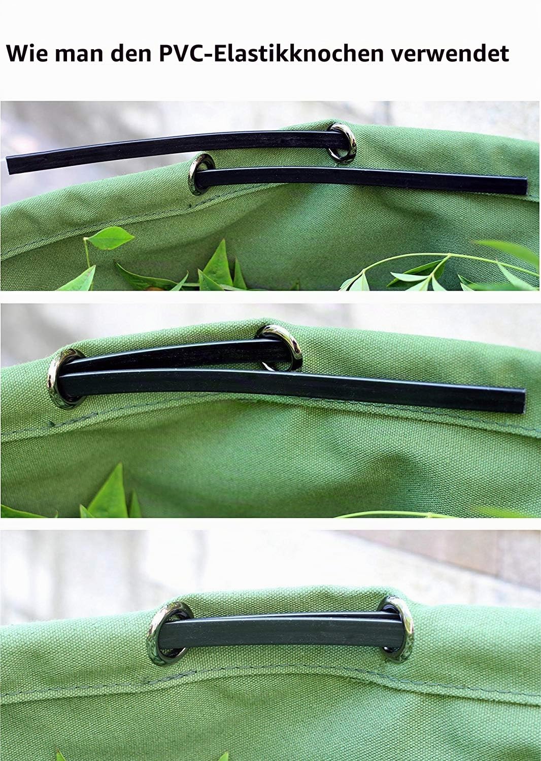 125L Gartenabfallsäcke für Schwere Aufgaben mit Griffen, Grüne Laubsack mit Militärischem Segeltuchgewebe (H45.7 cm, D55.8 cm)