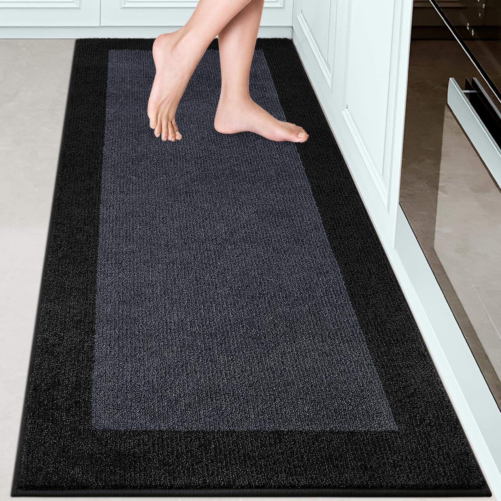 Alfombra Antideslizante Lavable a Máquina 60 x 150 cm, Tapete de Cocina, Absorbente Alfombra para Perro, Baño, Pasillo, Puerta y Dormitorio