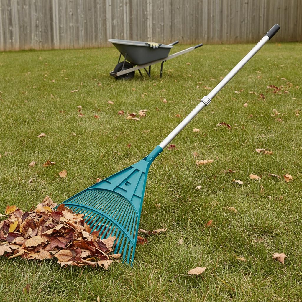 Râteau Jardin à Feuilles télescopique , 24 Dents, Manche alu Inclus