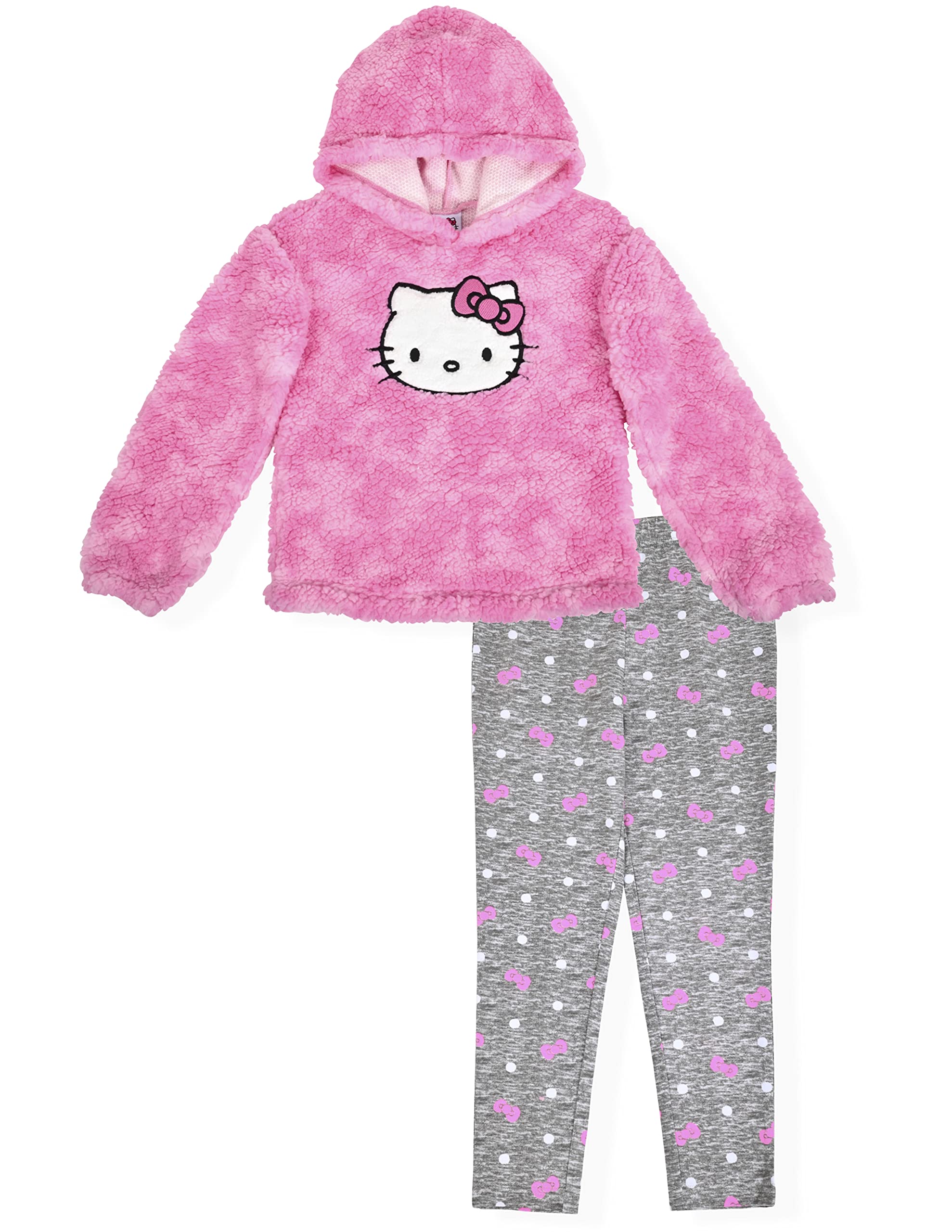 Hello Kitty Girls Sherpa Fleece Hooded Legging Set 2 Piece Hooded Sweatshirt and Leggings