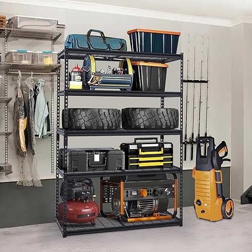Miniatura 8 de Estantería de garaje resistente, 48 pulgadas de largo x 24 pulgadas de ancho x 72 pulgadas de alto, estantes de almacenamiento ajustables, capacidad