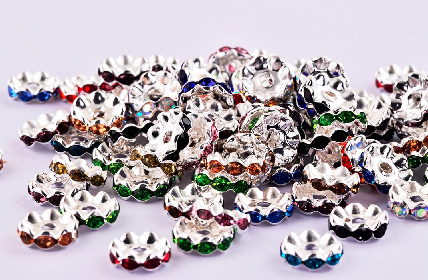 12mm Rhinestone Beads for Pen Making Bulk 100pcs Multicolor Wave Space Beads for Pens,Diamond Crystal Beads for Beadable Pens DIY Bracelet Jewelry Making Craft Supplies - Image 2