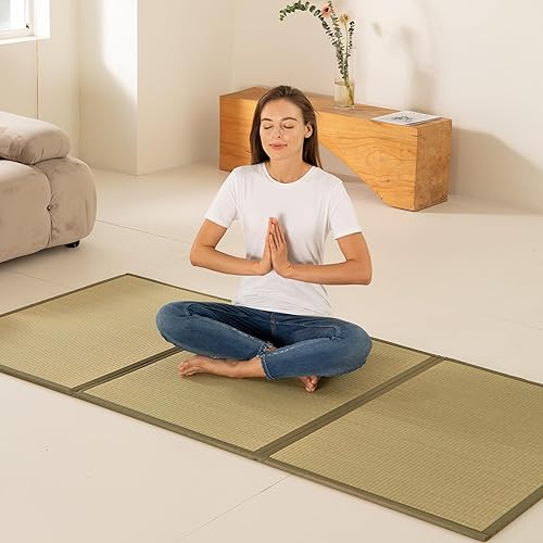 MustMat Tatami Mat - Colchón de suelo japonés individual XL, plegable, colchón de cama Rush Grass(Twin_xl-39 x 82 pulgadas)