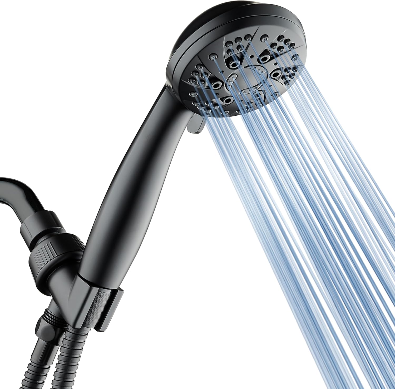 Regadera de Mano AquaDance Alta Presión 6 Funciones Negro Mate con Manguera