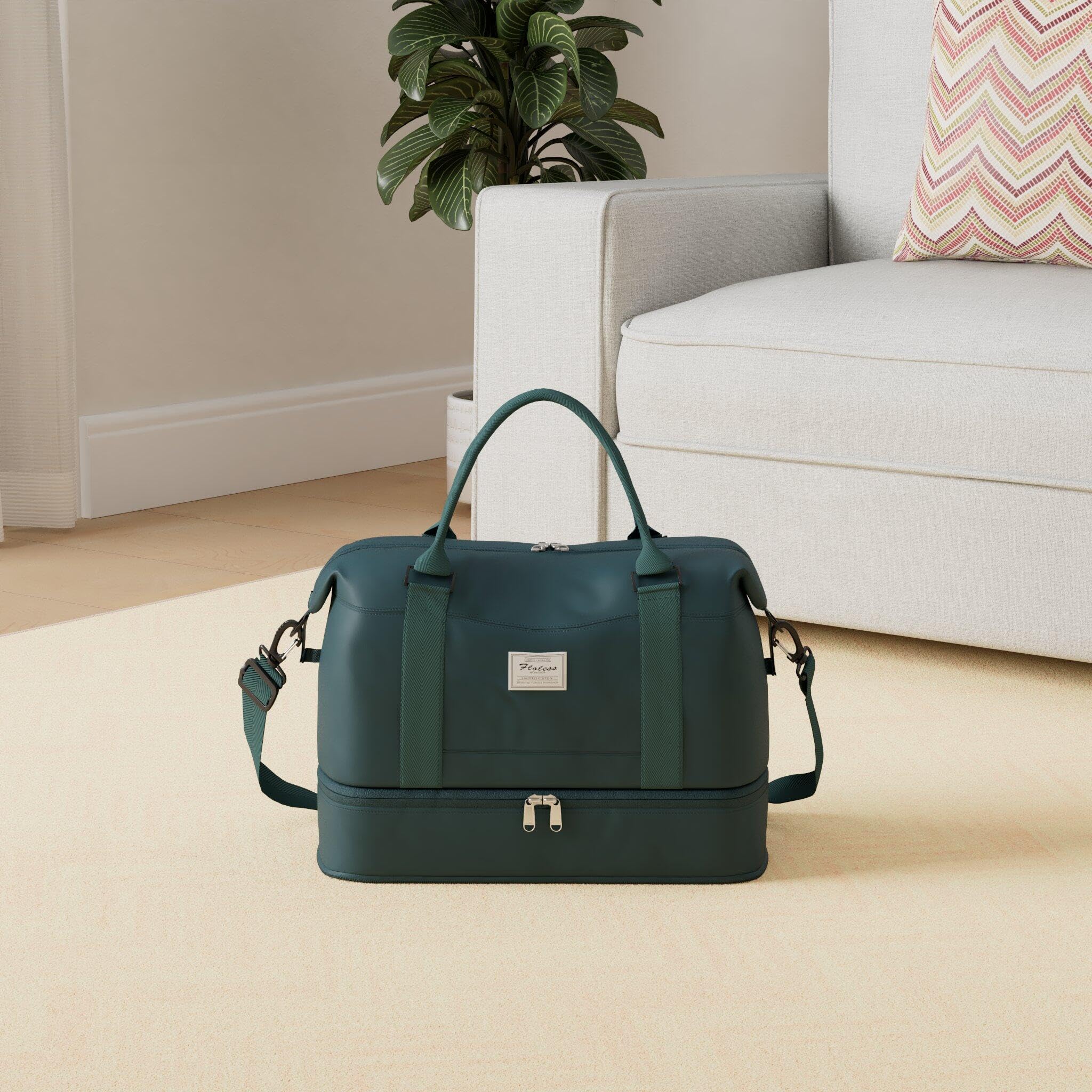 Borsone da Viaggio Donna, 40x20x25 Ryanair Bagaglio a Mano Borsa da Viaggio con Scomparto per le Scarpe, Borsa Sportiva Borsone da Palestra Grande, Borsa da Weekend,Borsa per Ospedale,F4-Blu pavone