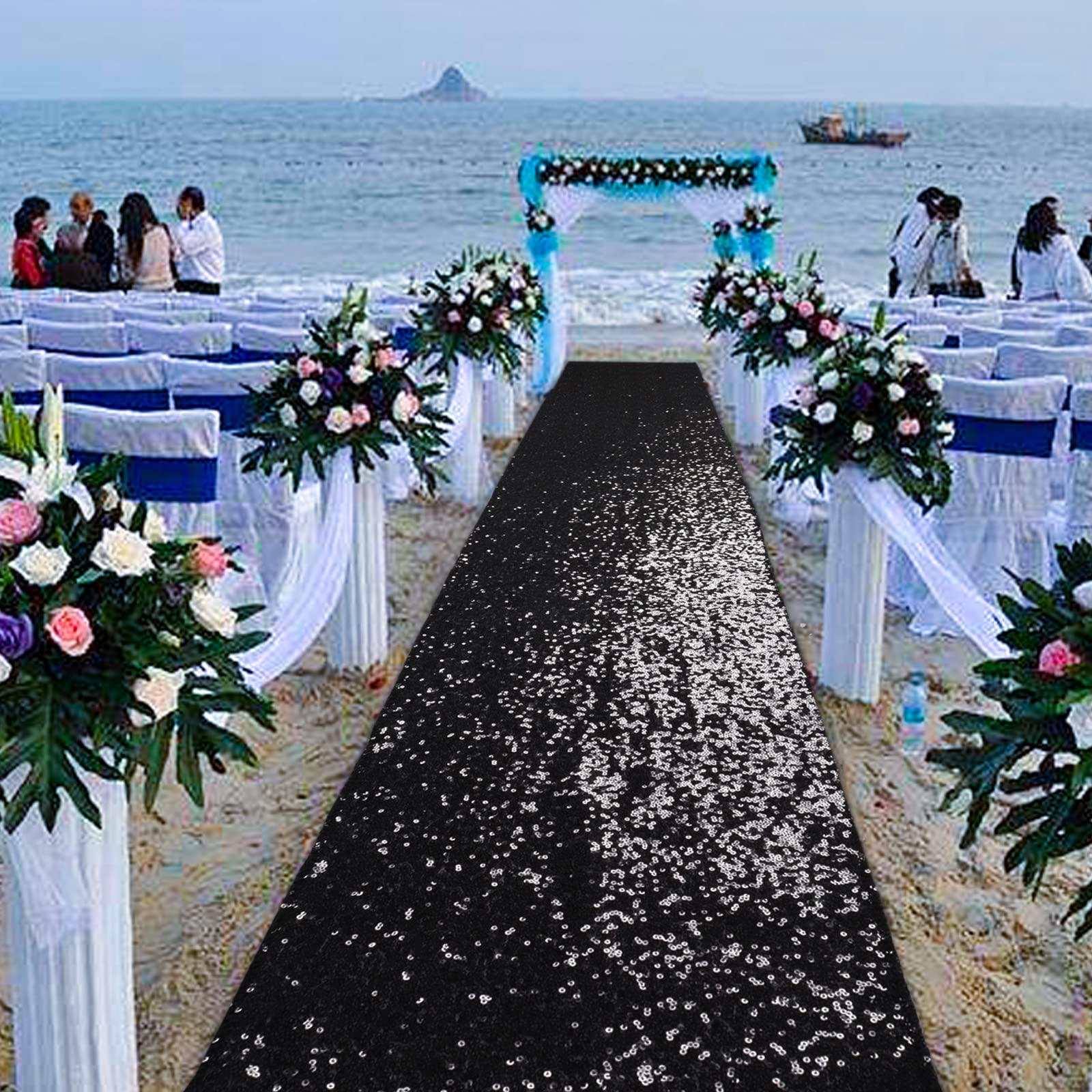 Shinybeauty Wedding Aisle Runner 2ftx15ft Black Runner Rug For
