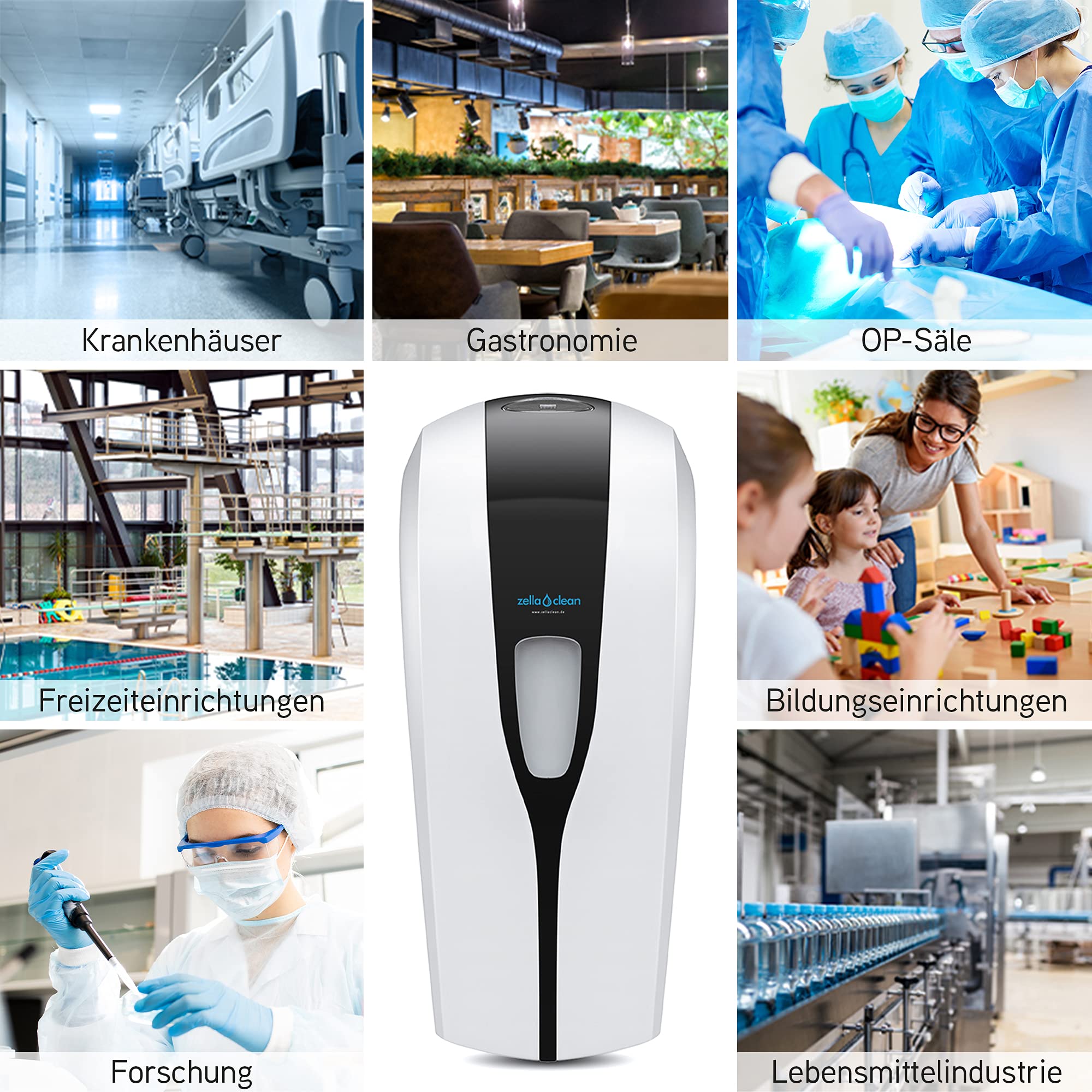 Desinfektionsständer höhenverstellbar inkl. Sensor - Desinfektions-Spender mit Nebeldüse für Flüssigmittel | berührungslose Handdesinfektion mit Sensor | Rundständer |SCHWARZ
