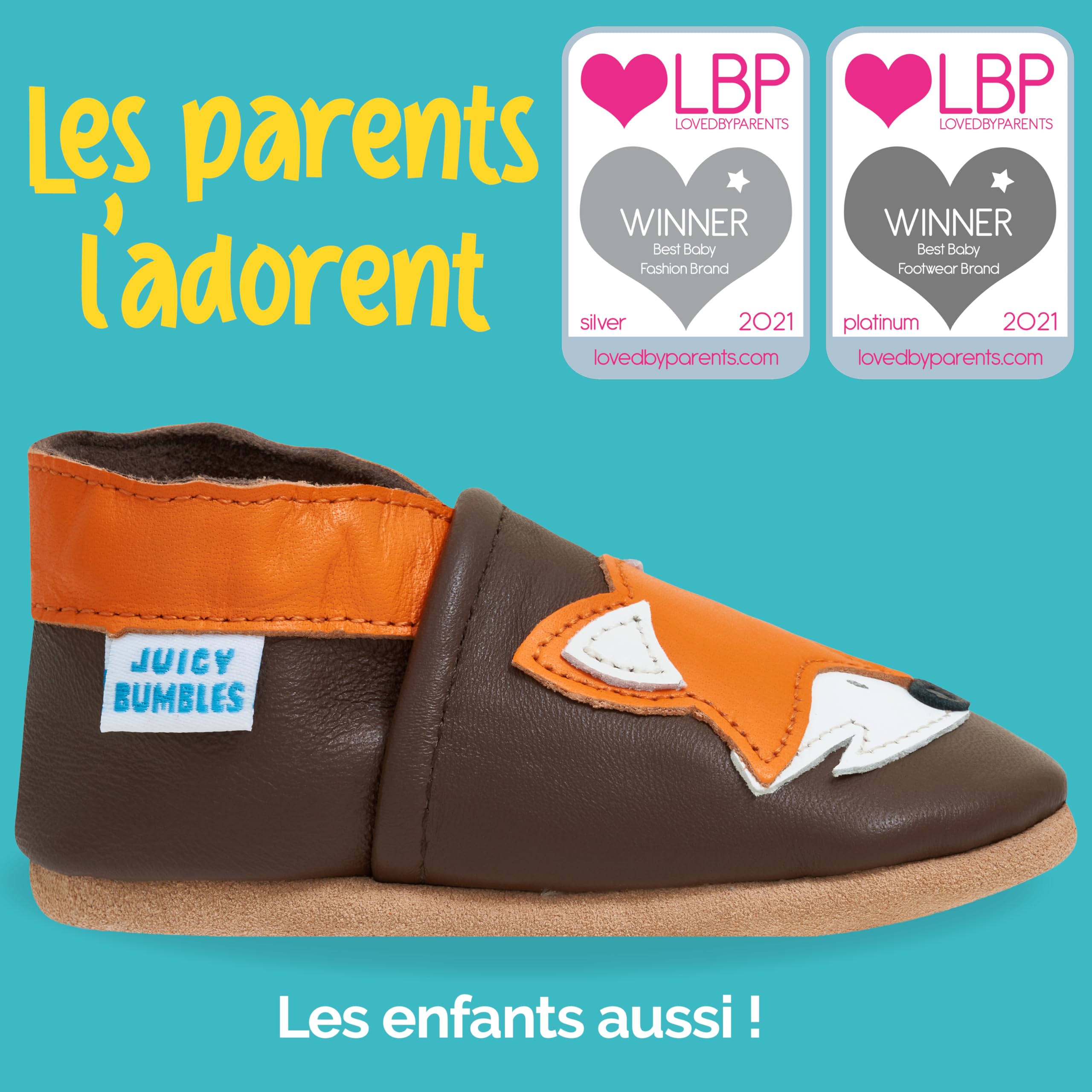 Chaussures pour enfant en cuir souple – Chaussures pour bébé en cuir avec semelle en daim – Chaussures pour premiers pas, pour fille ou garçon, Renard, 18-24 mesi