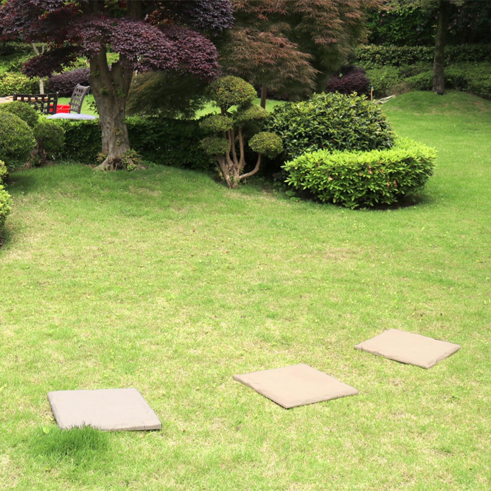 Generico Pietre Miliari da Giardino per Esterni | 4 Pietre per Percorso in Resina - Passerella Esterna con Picchetti da Terra, Trampolini in Resina