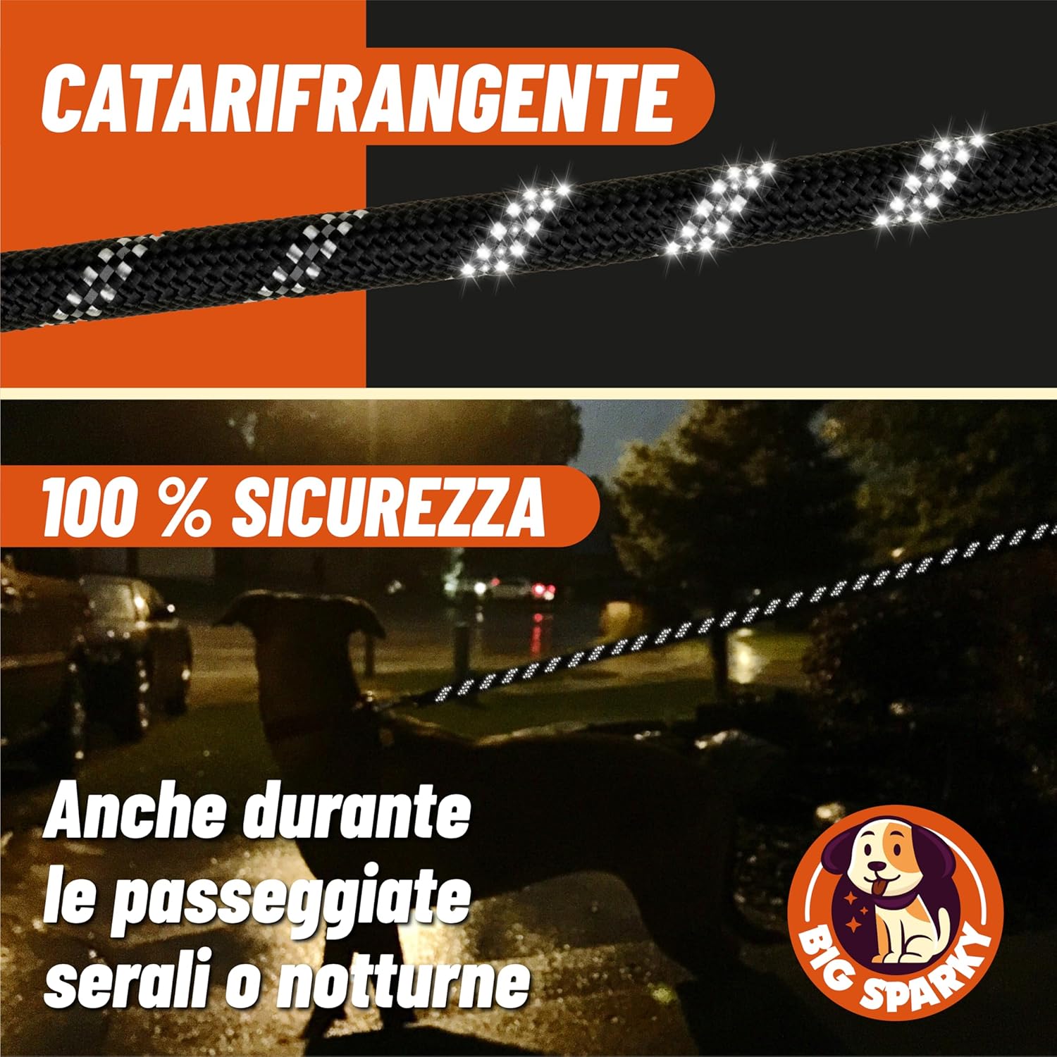 BigSparky Guinzaglio per Cani 5 Metri Resistente per Cani di Taglia Grande, Media e Piccola - Guinzagli per cani piccoli e grandi con Ammortizzatore - Immagine 4