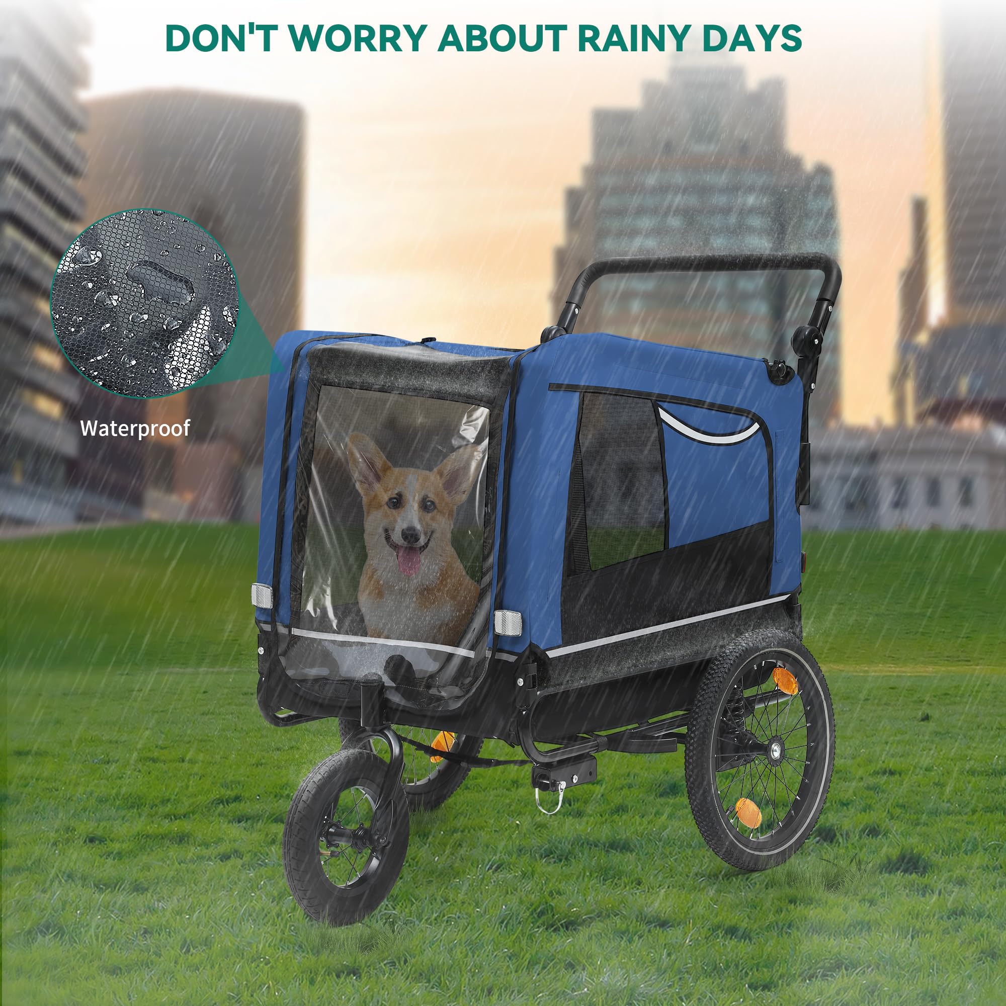 YITAHOME 2-in-1 Dog Bike Trailer with 360° Rotatable & Removable Front Wheel, Dog Stroller 600D Oxford Canvas, Dog Trailer for Bicycle, 40kg MAX Reflectors & Safety Leash, Easy Transport