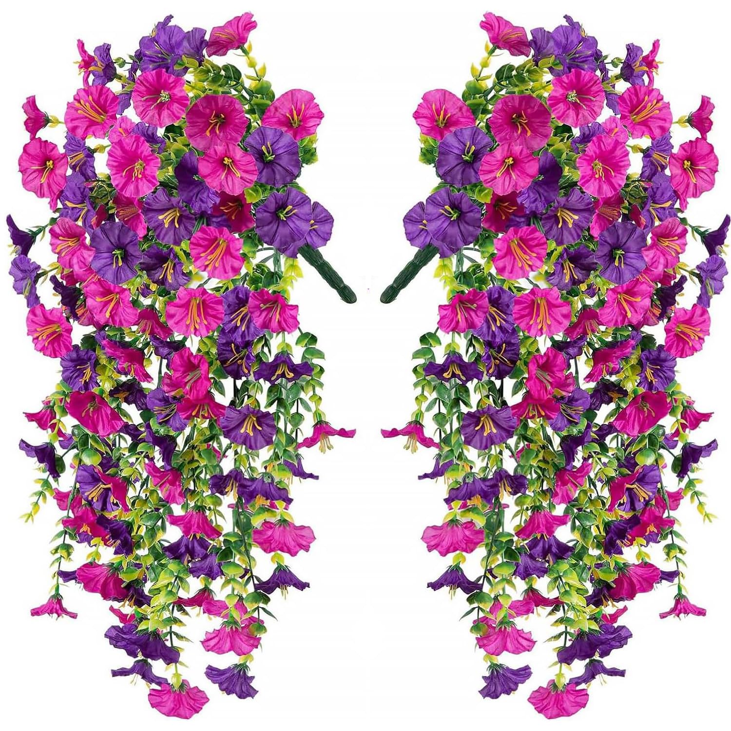 2Pcs Artificial Hanging Flowers for Outdoors, Fake Flowers for Decor Outdoor,Fake Trailing Plants Morning Glory Decoration UV Resistant, Decor Garden Porch Wedding for Pots & Patio image 7