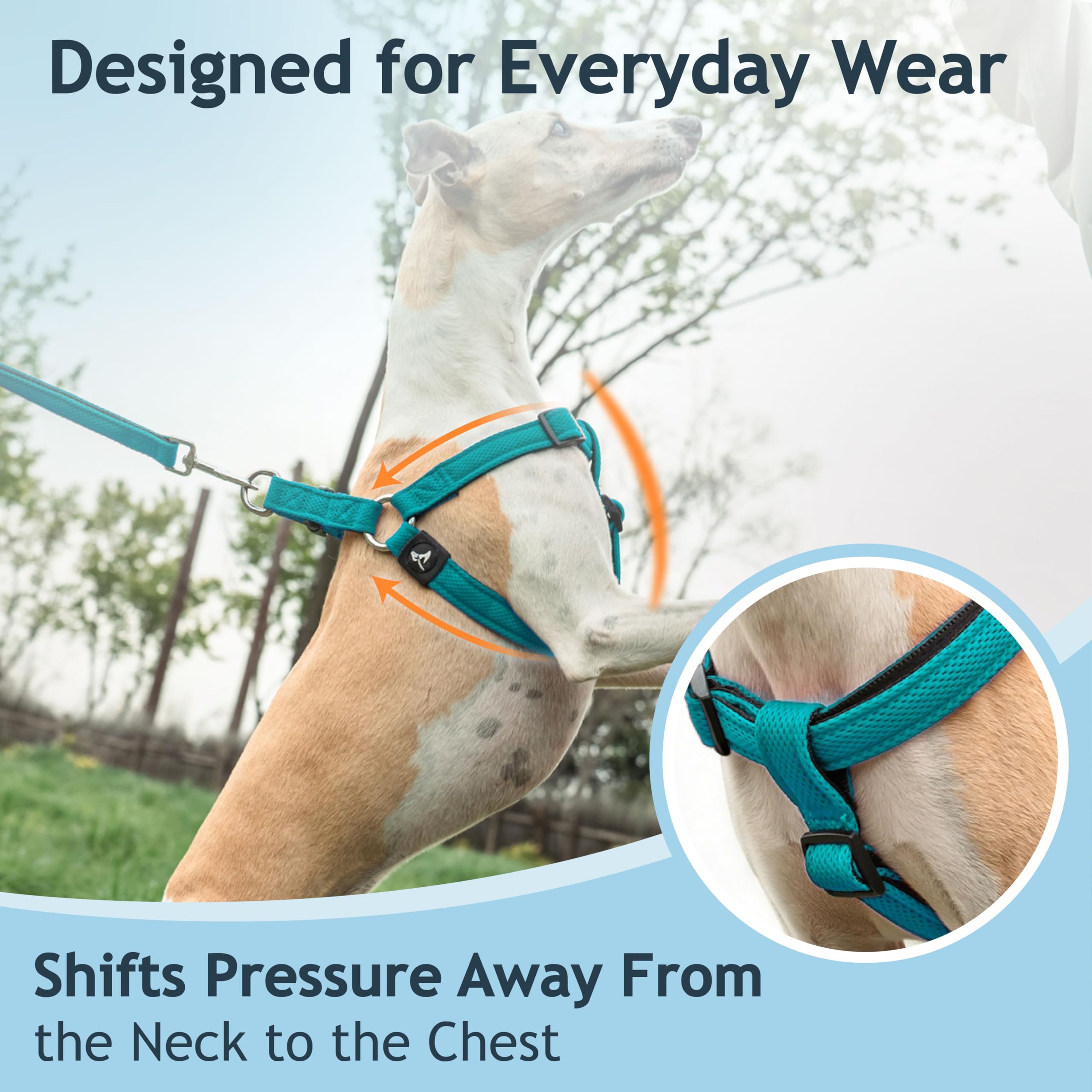 KRUZ PET Arnés de malla para perro, sin tirones, arnés ajustable de fácil ajuste, cómodo y ligero para caminar o entrenar perros pequeños, medianos o grandes