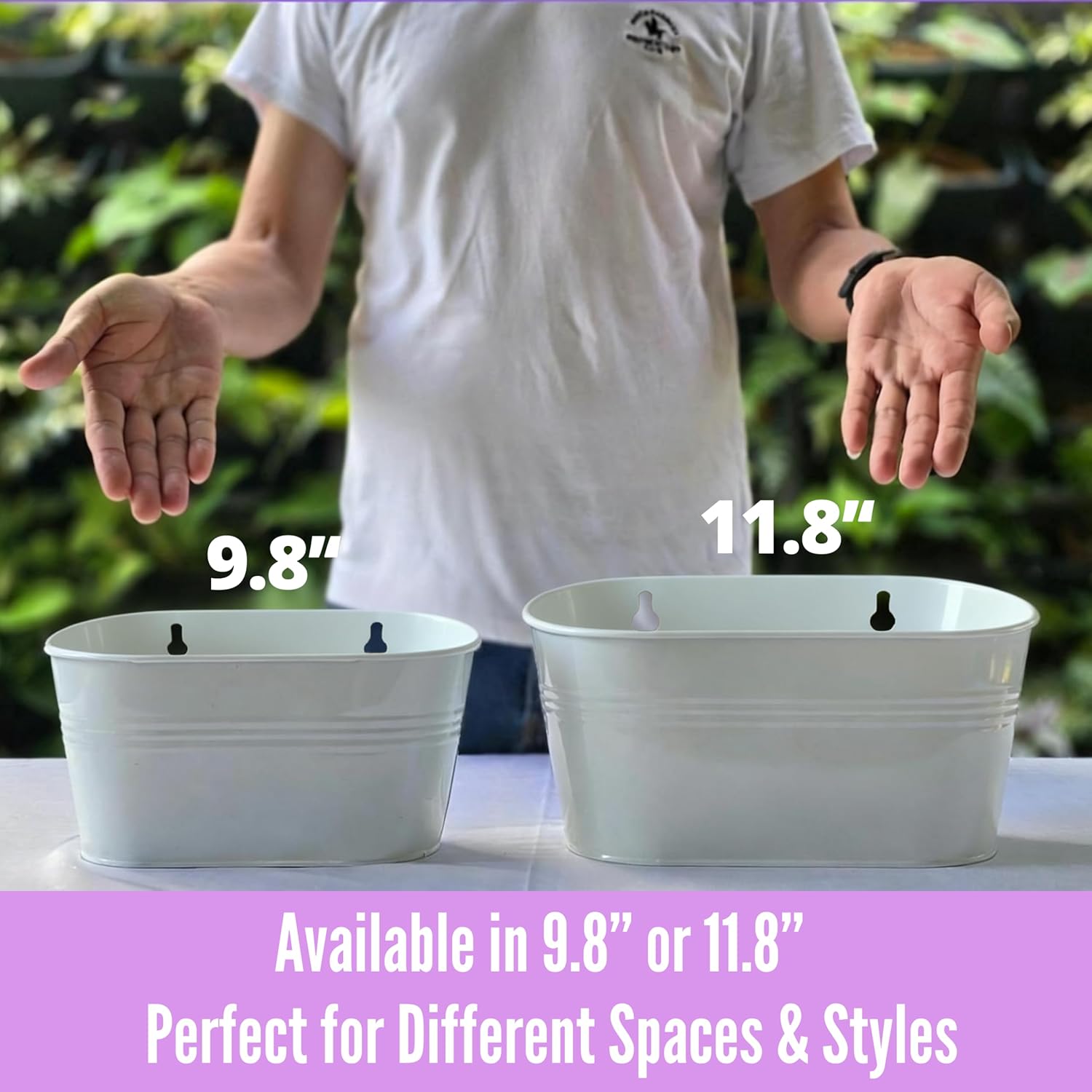 LaLaGreen Wall Planter (9.8 Inch, 10 Pack) White Oval Metal Hanging Decor Plant Holder Wall Planters for Indoor Plants Porch Plants Balcony Decoration Pot Baskets Pots Mounted Indoor Window Planters