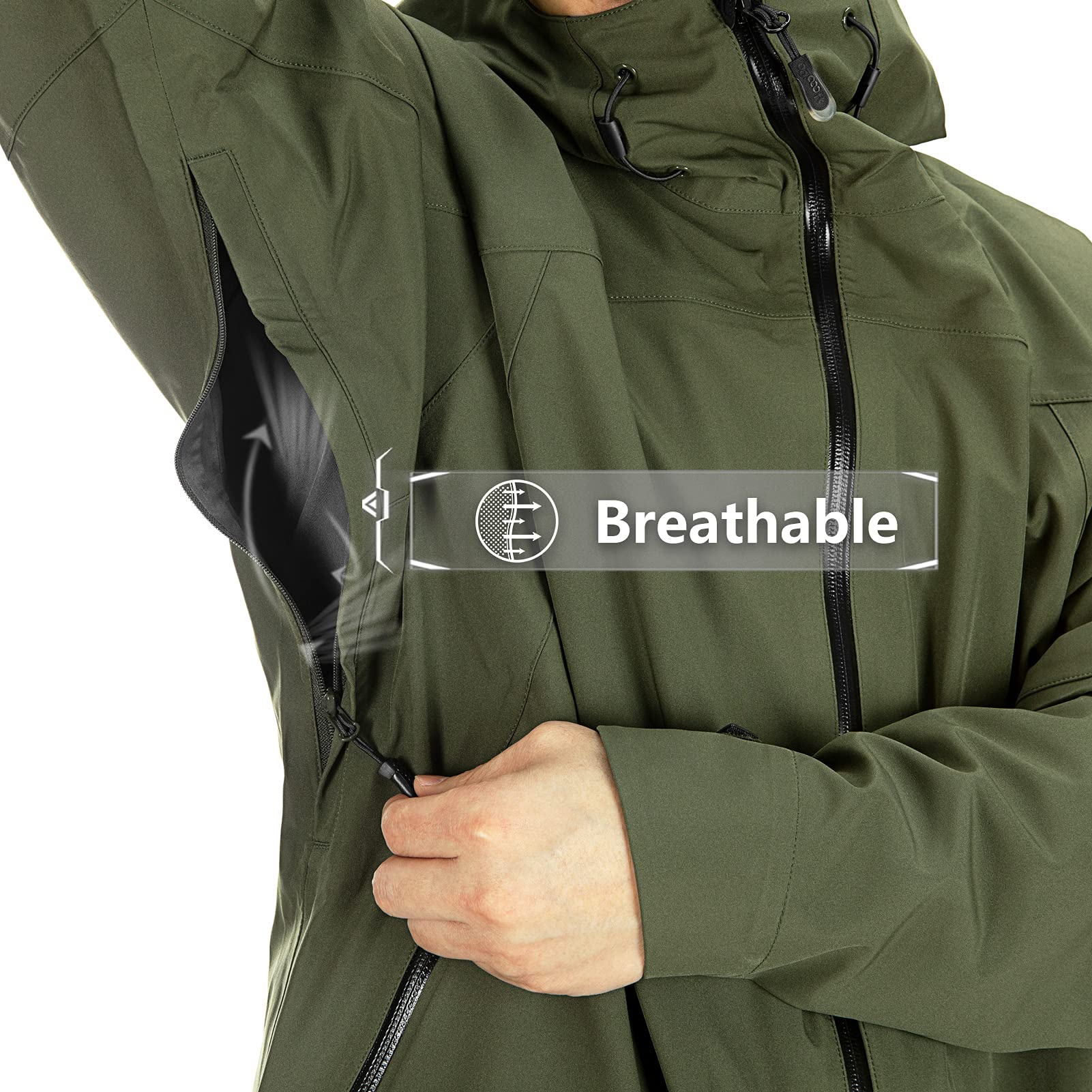 33,000ft Kurtka przeciwdeszczowa, męska, wodoszczelna, wiatroszczelna, oddychająca kurtka softshell z kapturem, na wędrówki, kemping