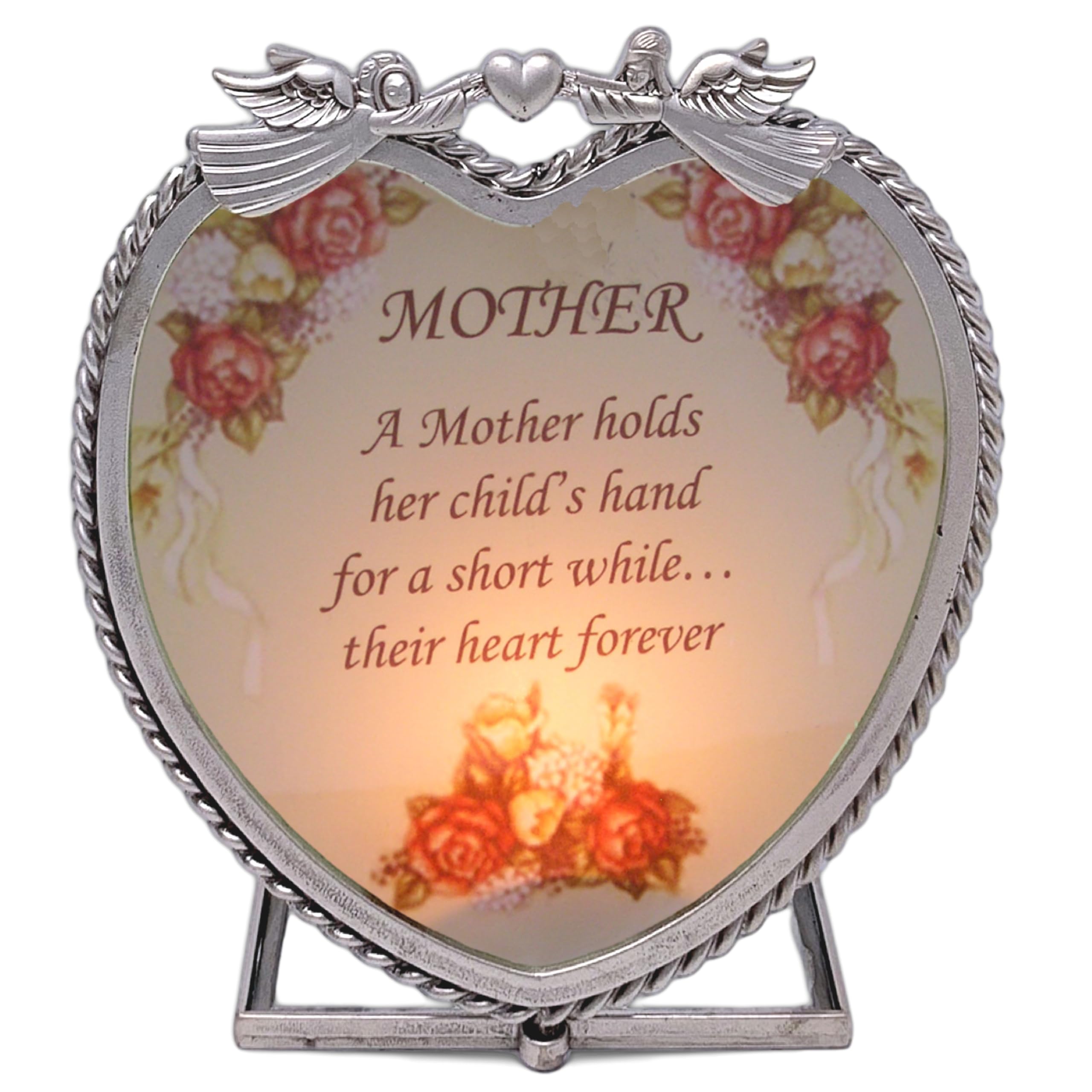Mother Candle Holder with Sentimental Quote Christmas - “A Mother Holds Her Child’s Hand” Message - 4.5"x 4"x 3"