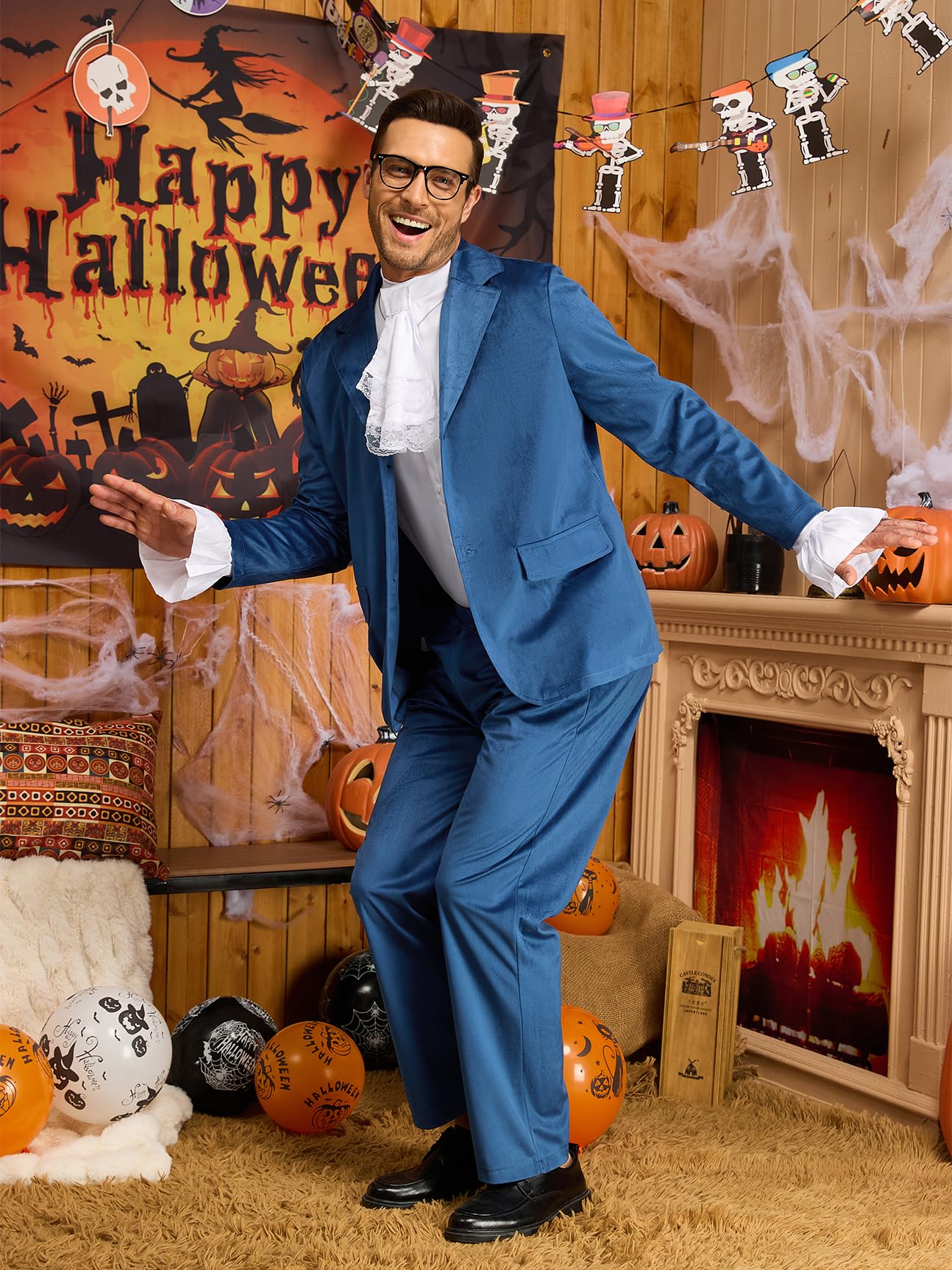 Austin Costume swinger espion des années 60 pour homme - Costume d'Halloween en velours - Costume de cosplay
