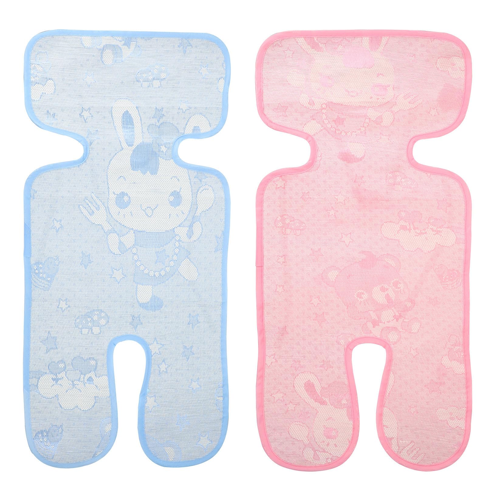 HYTROVE 2pcs Cooling Summer Stroller Mat for Babies, Non-Woven Fabric Double-Layer Design Seat Liner, Comfortable and Breathable Pram Accessory for Hot Weather