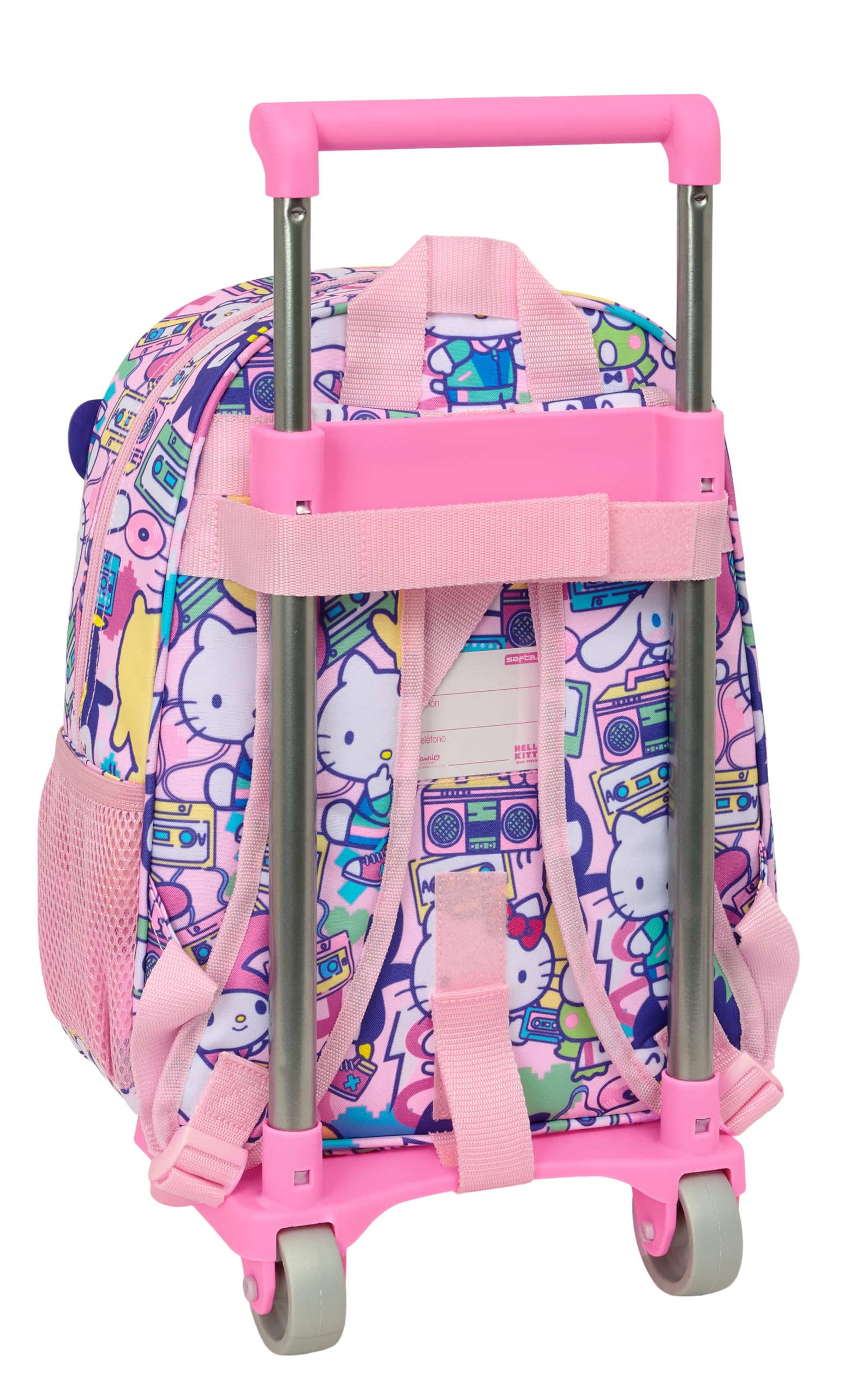 Safta HELLO KITTY & FRIENDS - Mochila Infantil con Carro 705, Ideal para Niños de Diferentes Edades, Cómoda y Versátil, Calidad y Resistencia, 26x11x34 cm