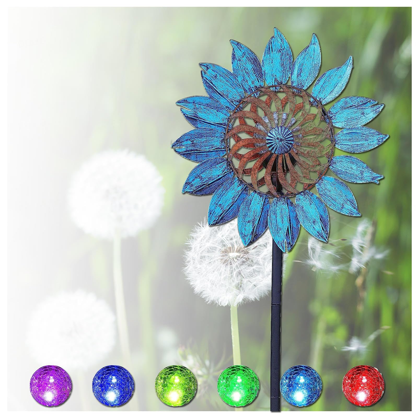 84in Yard Wind Spinner, Outdoor Windmill, Multi-Color Seasonal LED Lighting Yard Wind Catchers