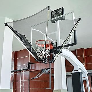 Basketball Shot Trainer with 180° Rotating Return Chute, Basketball Rebounder Net Return System, Suspended Shooting Machin...