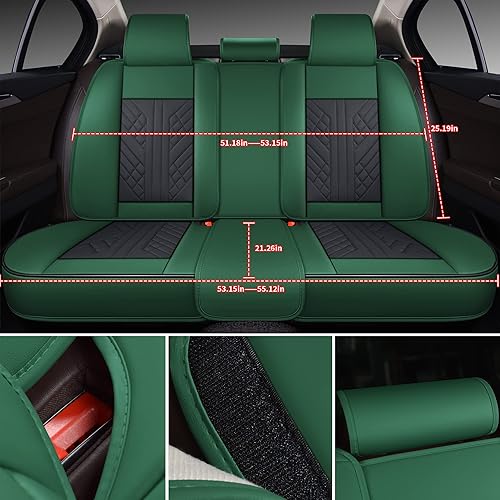 Miniatura 9 de Funda de asiento de automóvil de cobertura completa de piel sintética de lujo, antideslizante, universal, se adapta a sedanes, SUV, camioneta con