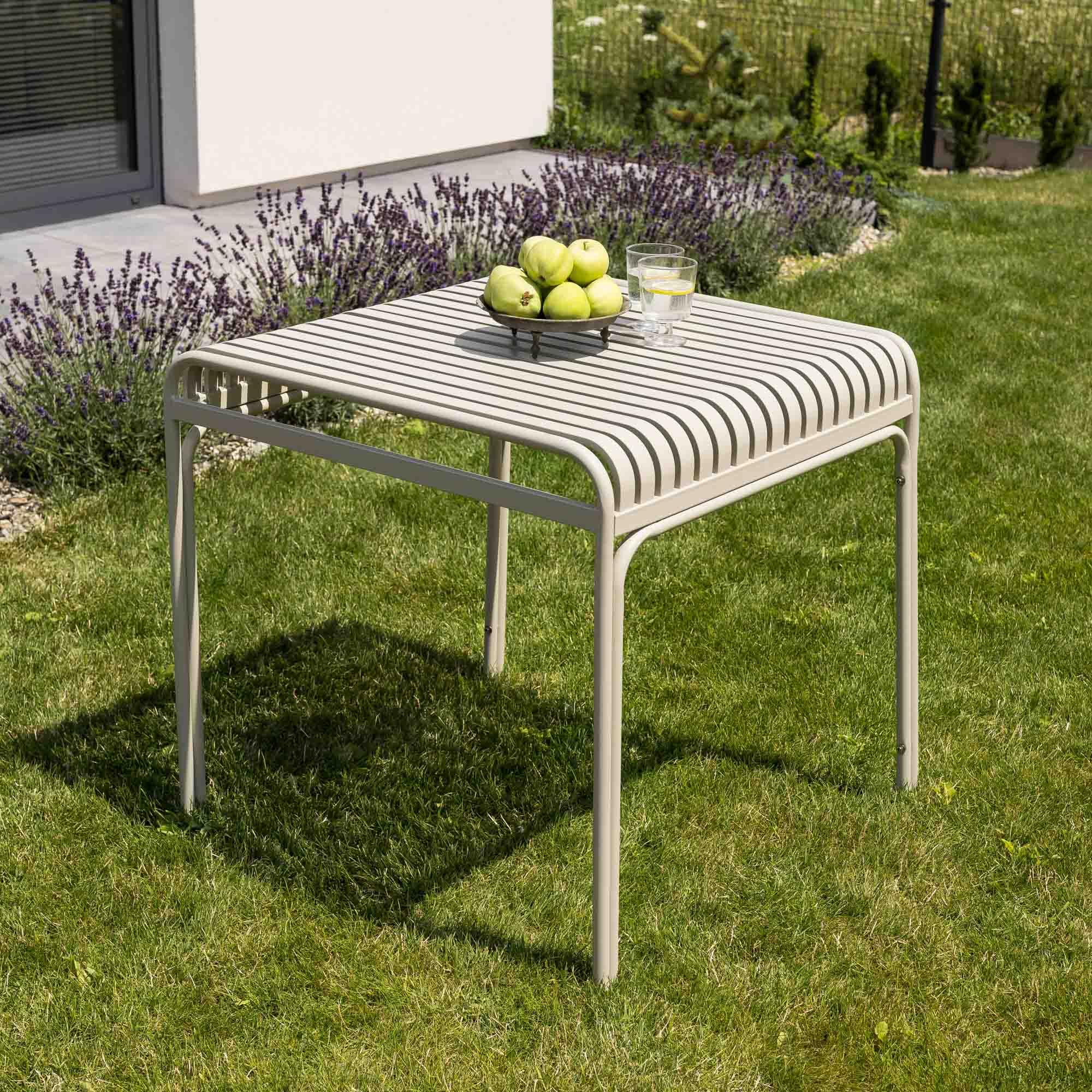 di volio Gartentisch 80x80 cm Metall quadratisch wetterfest Outdoor Liwio