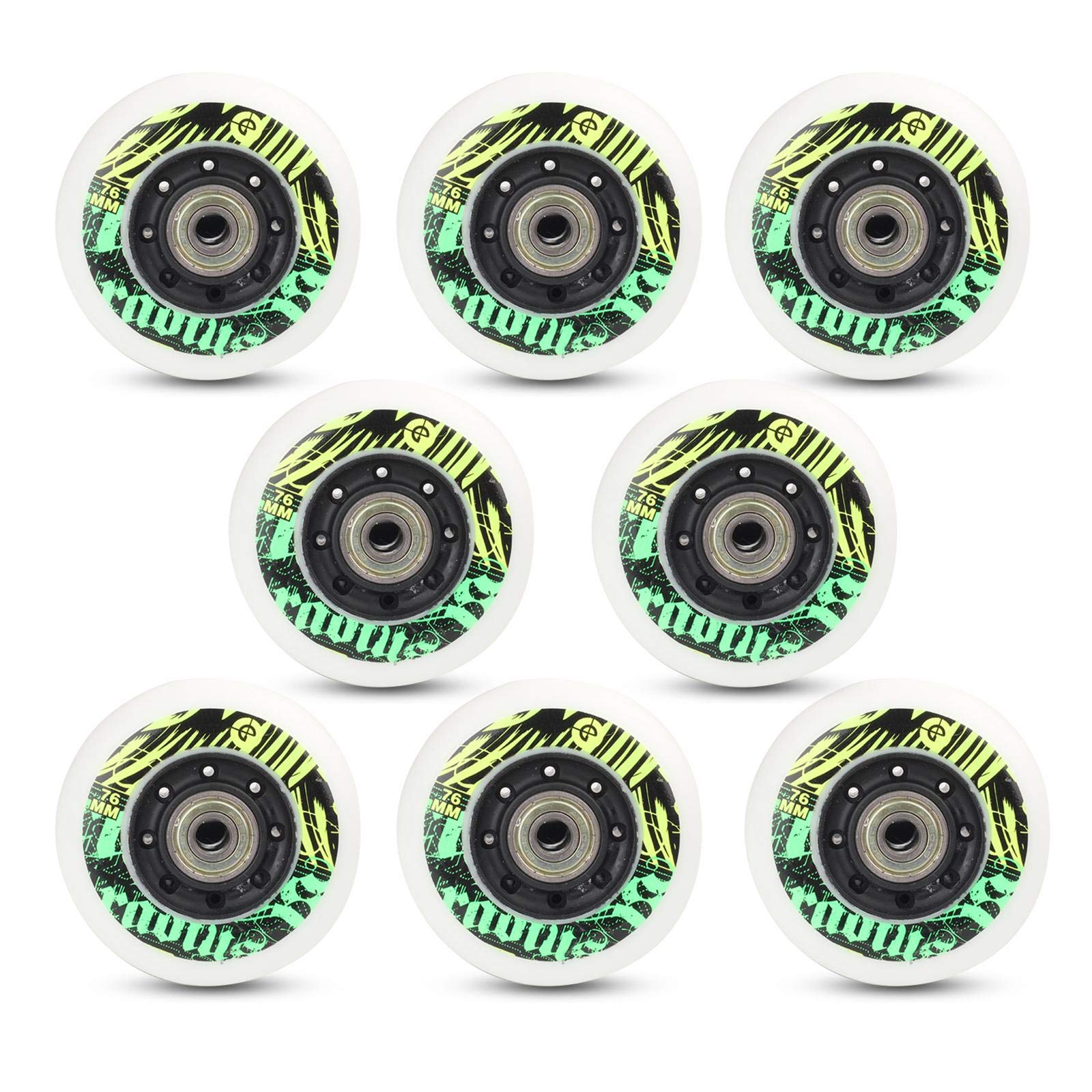 Roues de Patin en Ligne, Roues de Remplacement Portables en PU avec Roulements, pour Filles Adultes Garçons Débutants 72mm 76mm 80mm