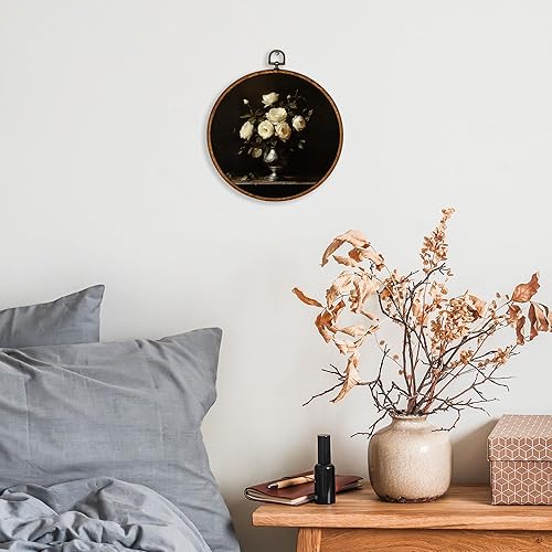 Miniatura 2 de KSDUT Decoración artística retro para pared, diseño floral blanco, botánico oscuro, neutro, de mediados de siglo, arte de pared moderno de mediados