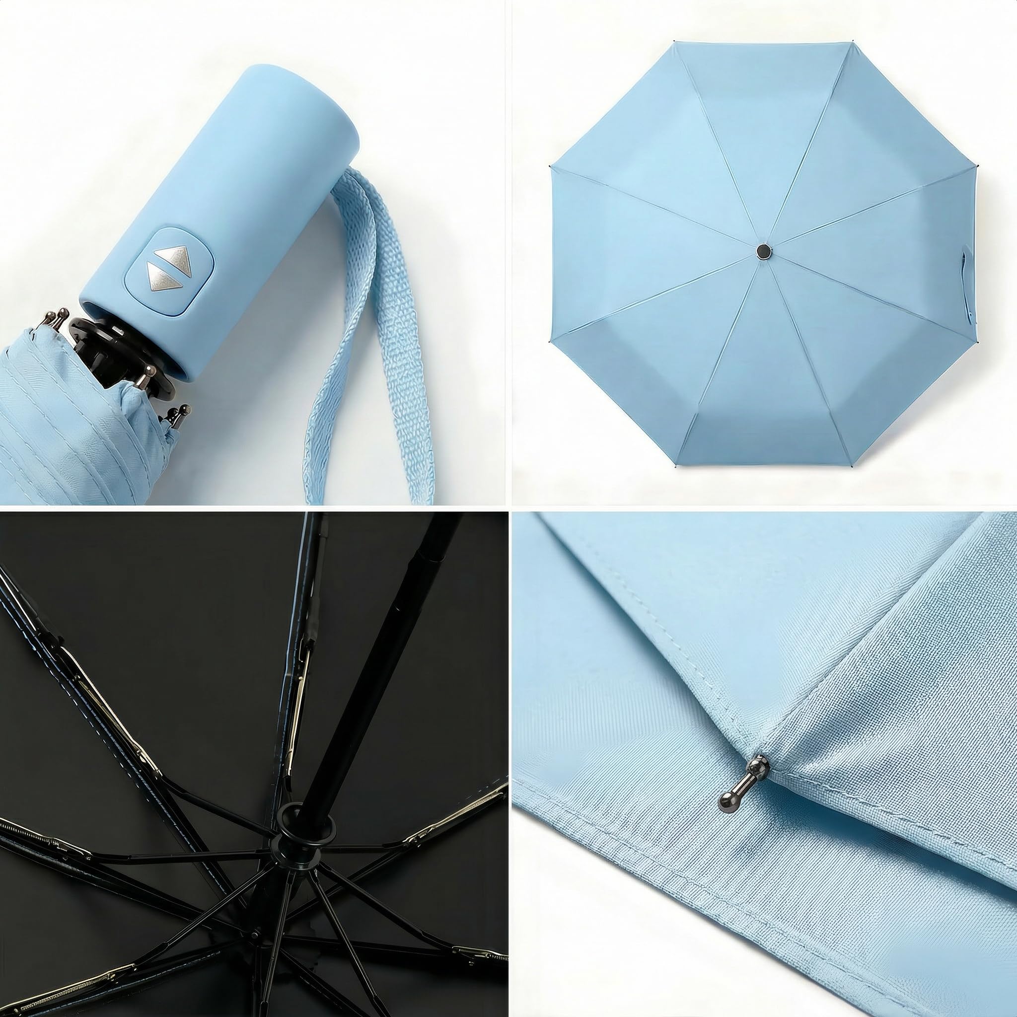 BAODINI Mały parasol podróżny chroniący przed promieniowaniem UV, kompaktowy, na deszcz i słońce, UPF 50+, wiatroszczelny, przenośny, 106 cm, dla kobiet i mężczyzn