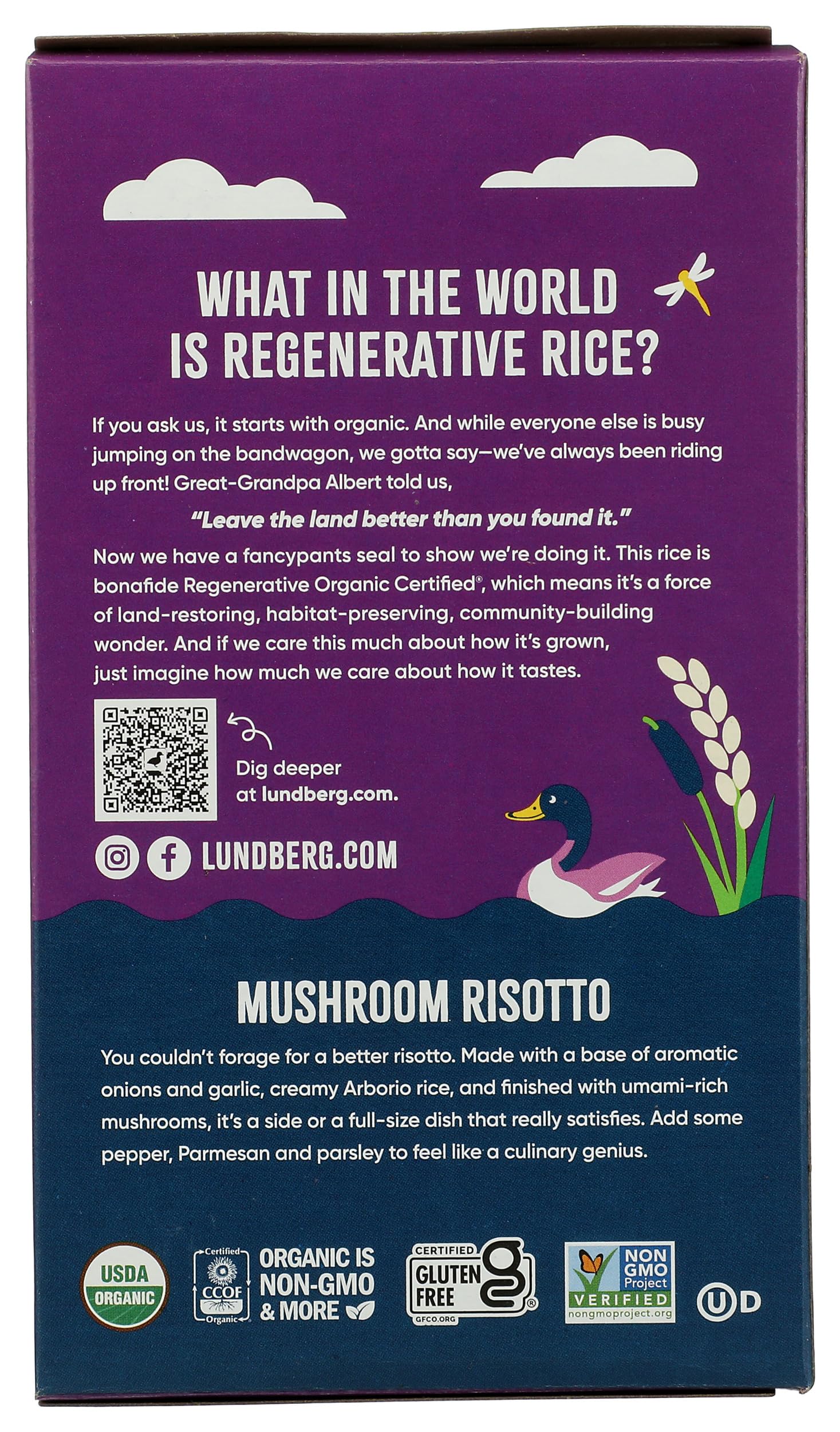Lundberg Family Farms - Traditional Italian Risotto, Porcini Wild Mushroom, Convenient Side Dish, 20 Minute Cook Time, Pantry Staple, Non-GMO, Gluten-Free, USDA Certified Organic (5.9 oz, 1-Pack) thumbnail 2